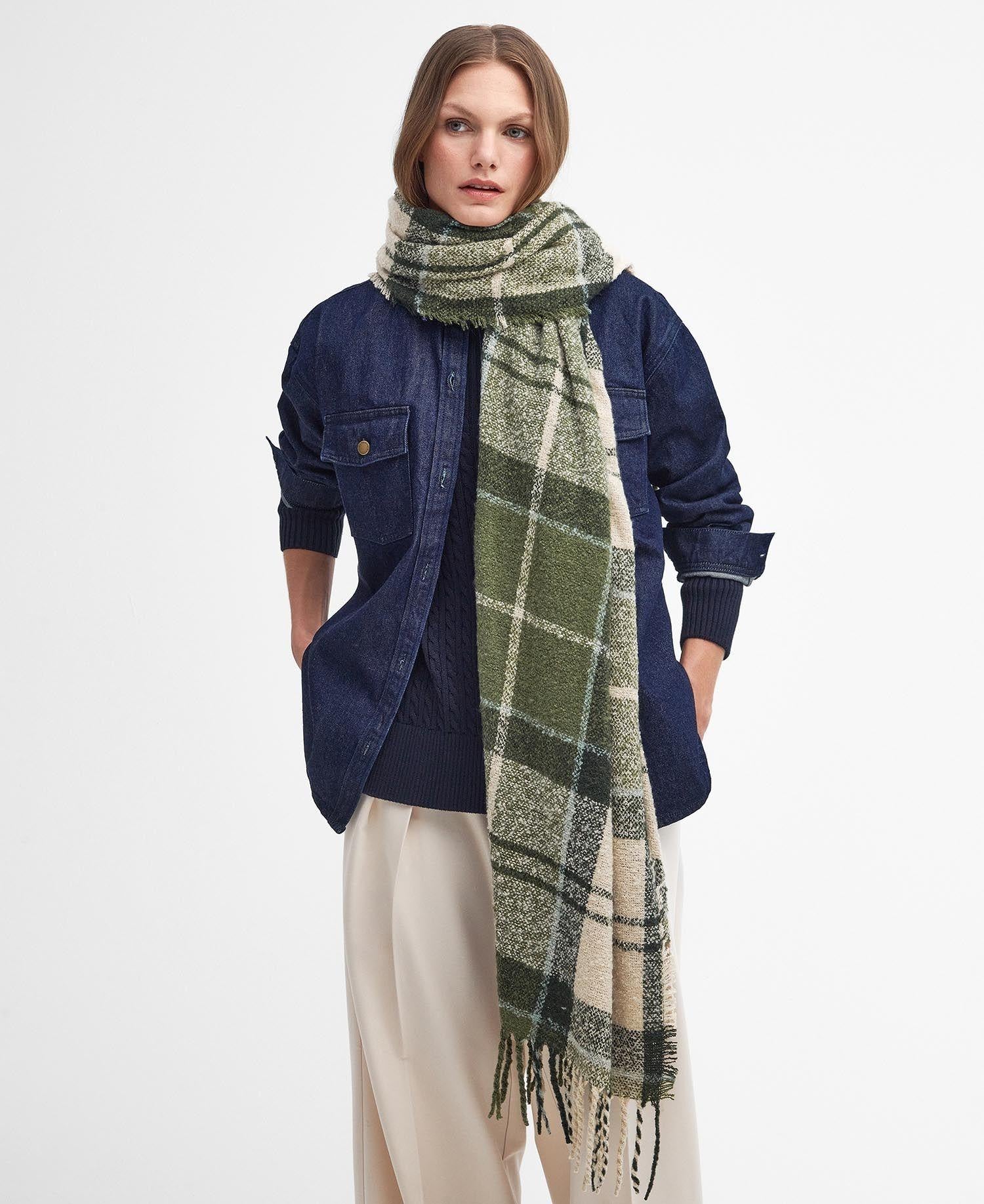 Women's scarf in tartan bouclé fabric