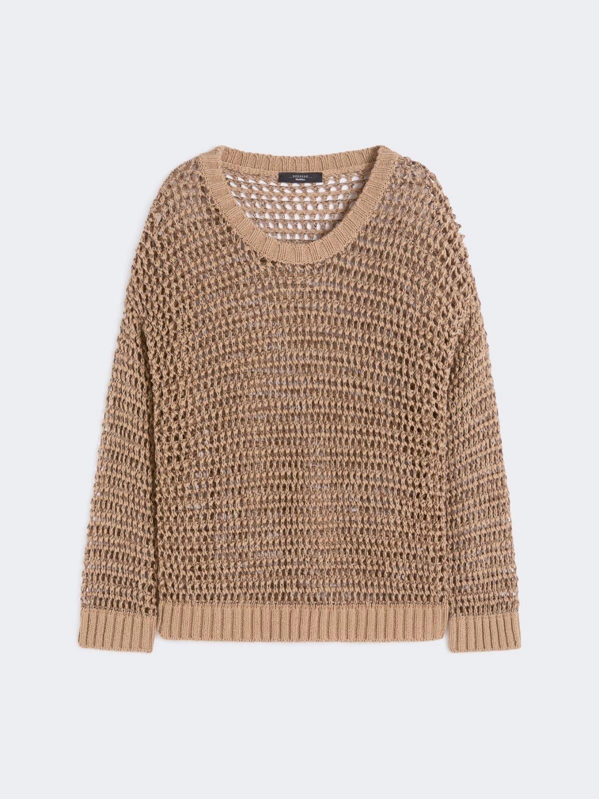 Maglia a rete in filato di lino e cotone - CUOIO<BR/> WKDONIRICA 002 WEEKEND