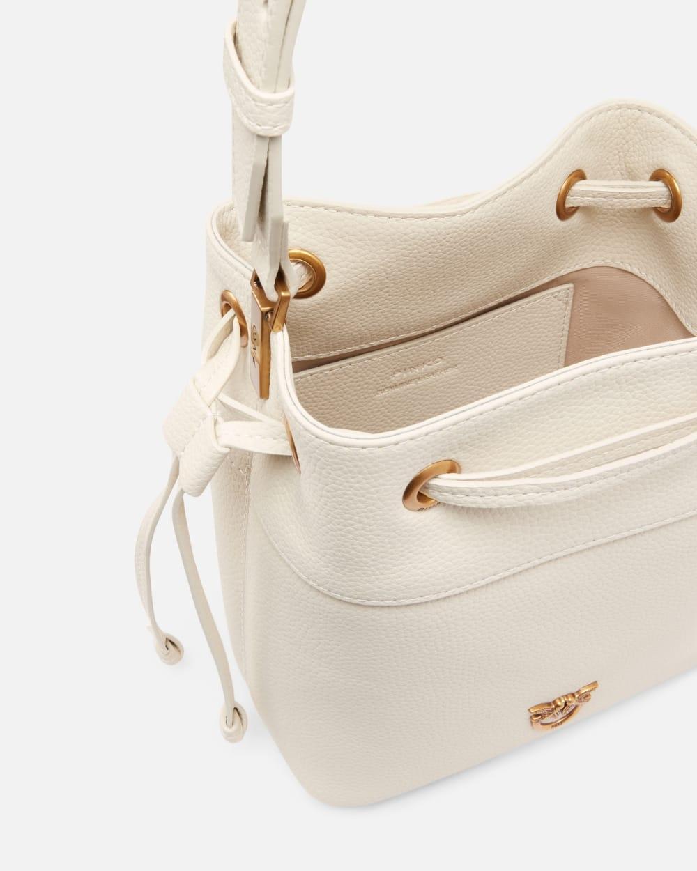 Borsa piccola a secchiello in pelle con tracolla