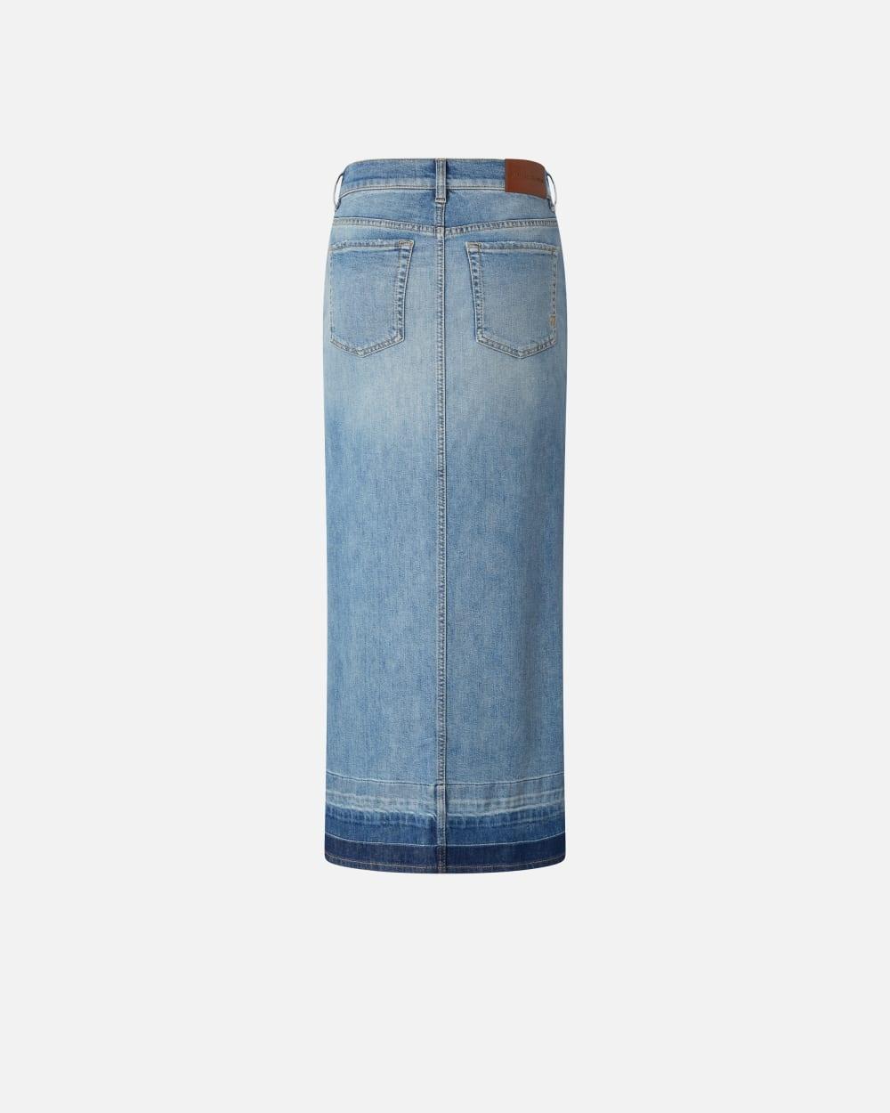 Gonna lunga in denim chiaro con spacco davanti