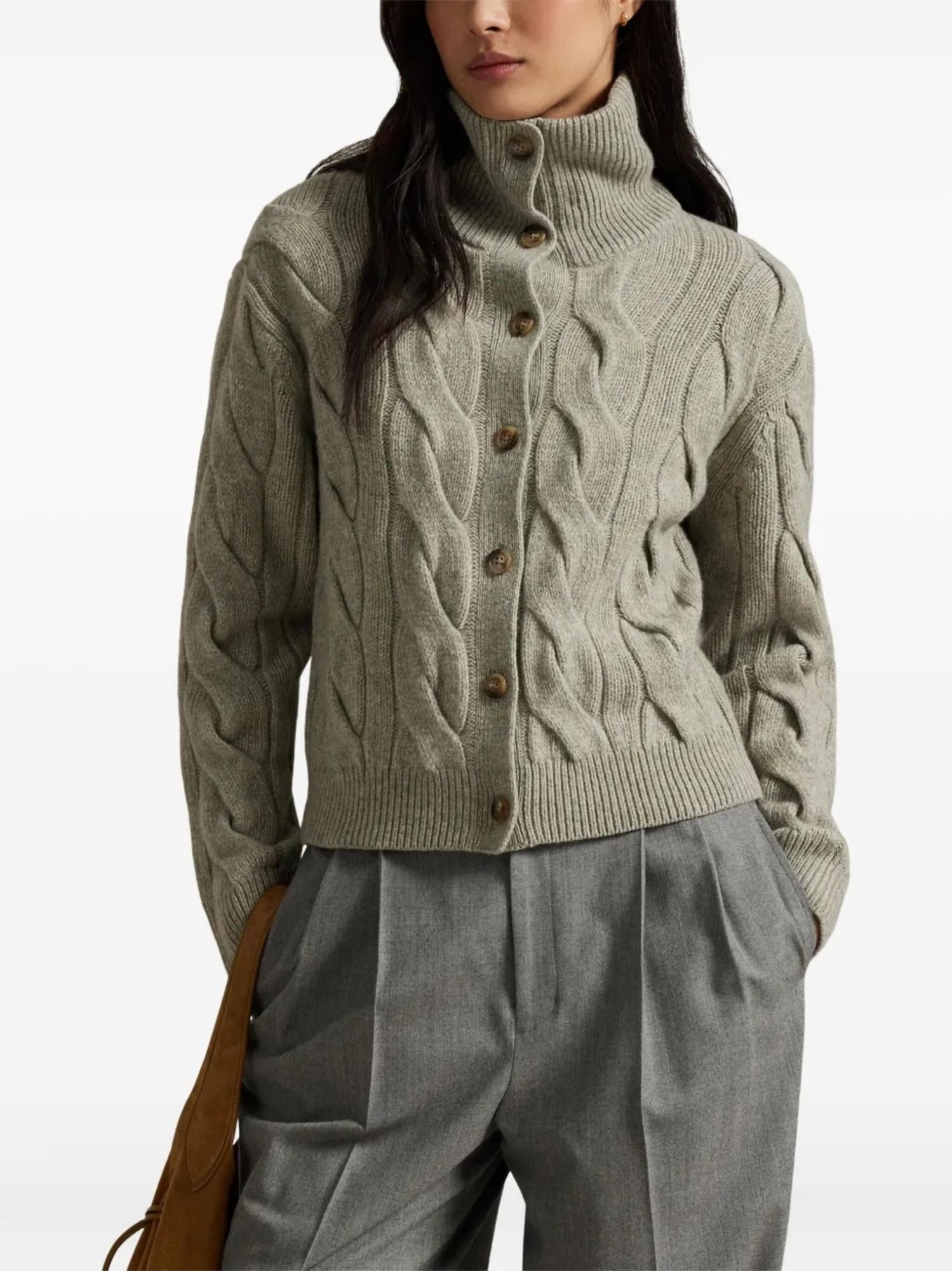 CARDIGAN IN LANA E CASHMERE A TRECCIA<BR/> 211978313 002 RALPH LAUREN