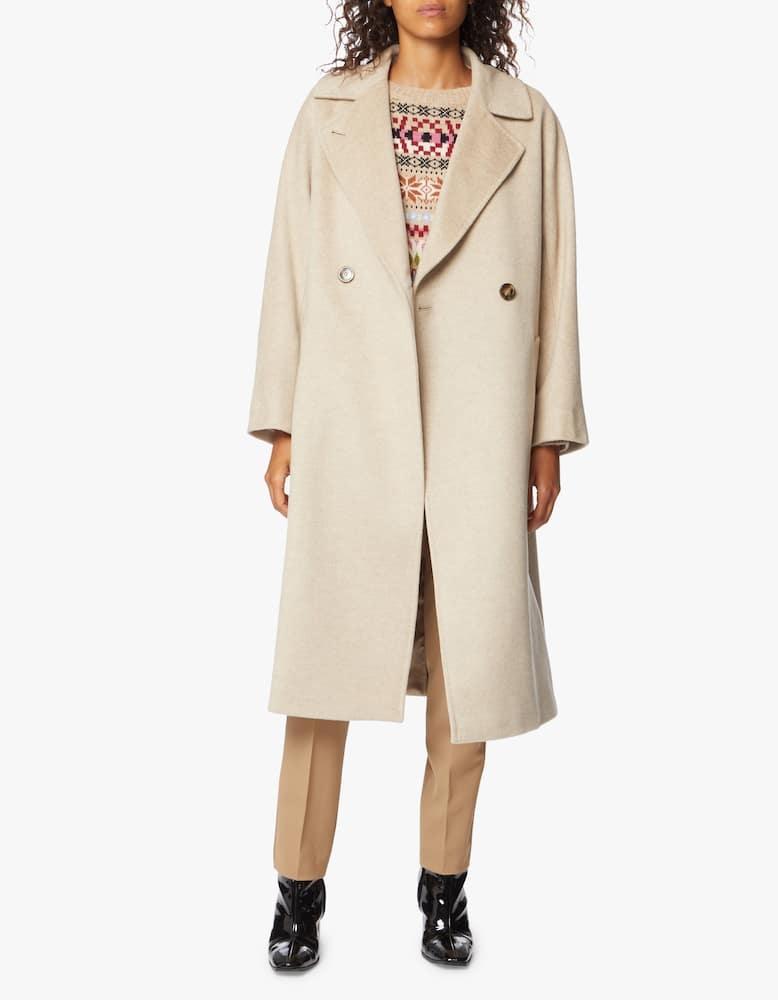 Cappotto midi doppiopetto in lana beige RESINA 002 WEEKEND