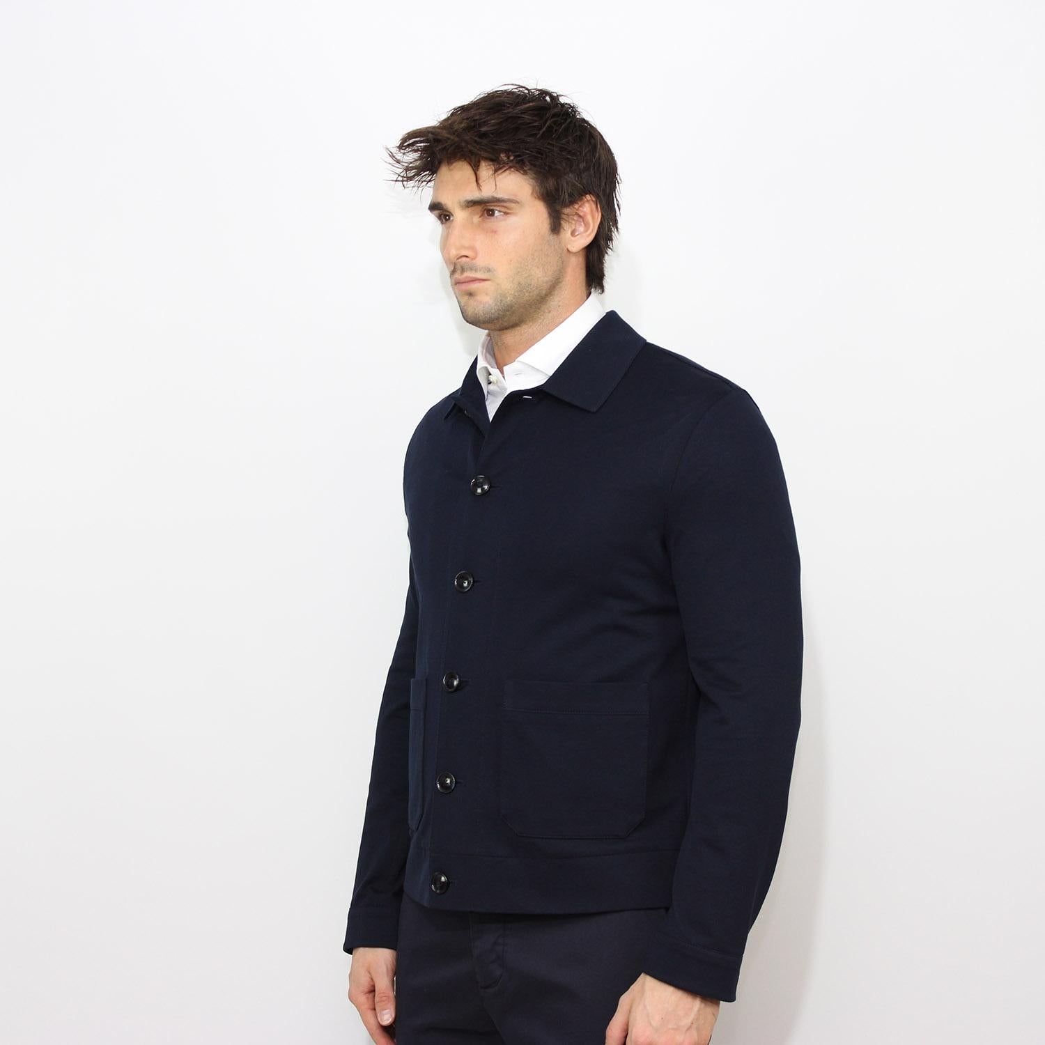 Work jacket in premium piquet blu navyCollo a camicia.<BR/><BR/> CN5179 447 CIRCOLO 1901