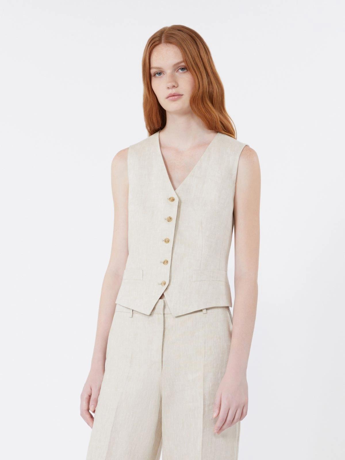 Gilet in canvas di lino - ECRU<BR/> WKDPACE 023 WEEKEND
