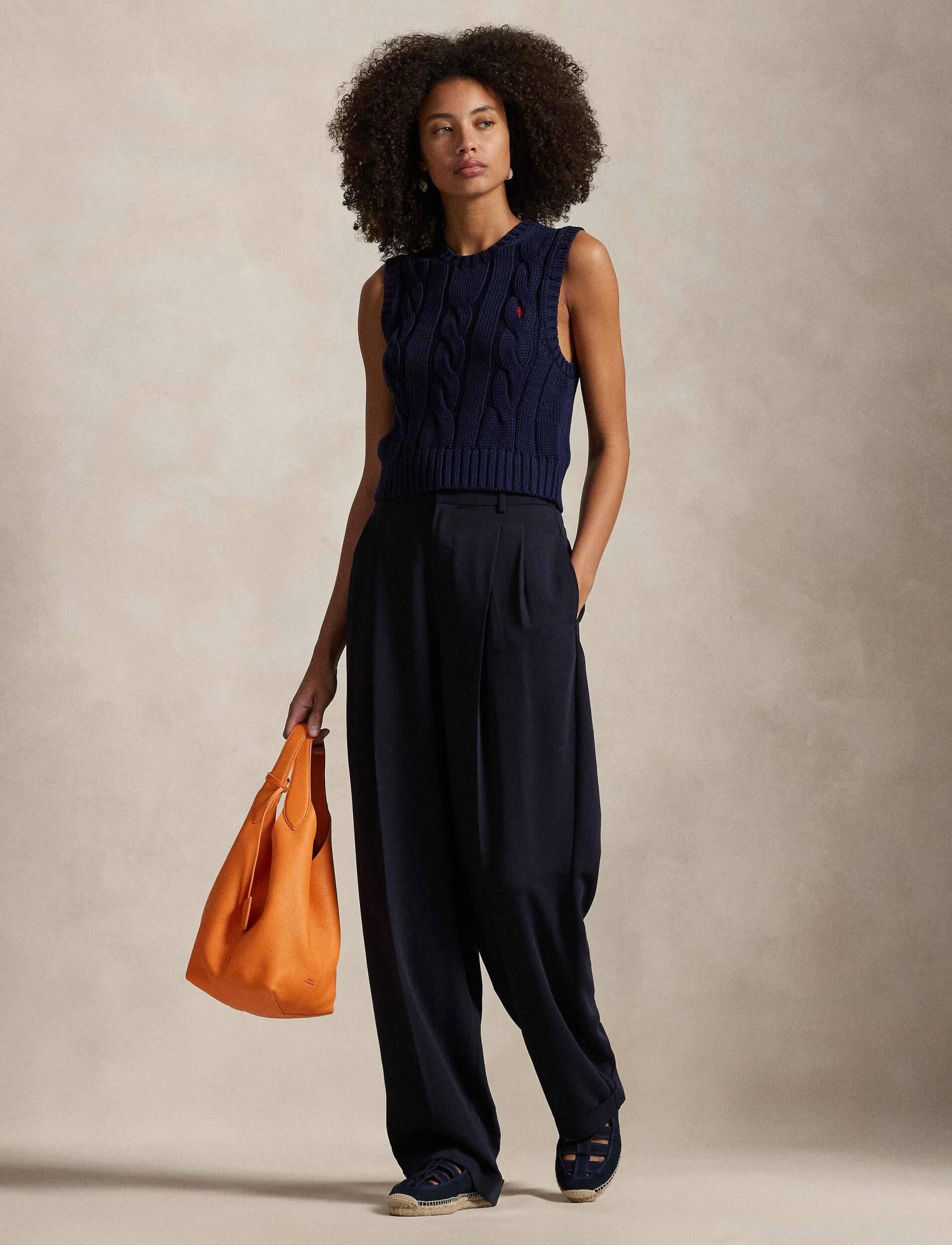 Gilet donna in cotone a trecce 211959295 002 RALPH LAUREN