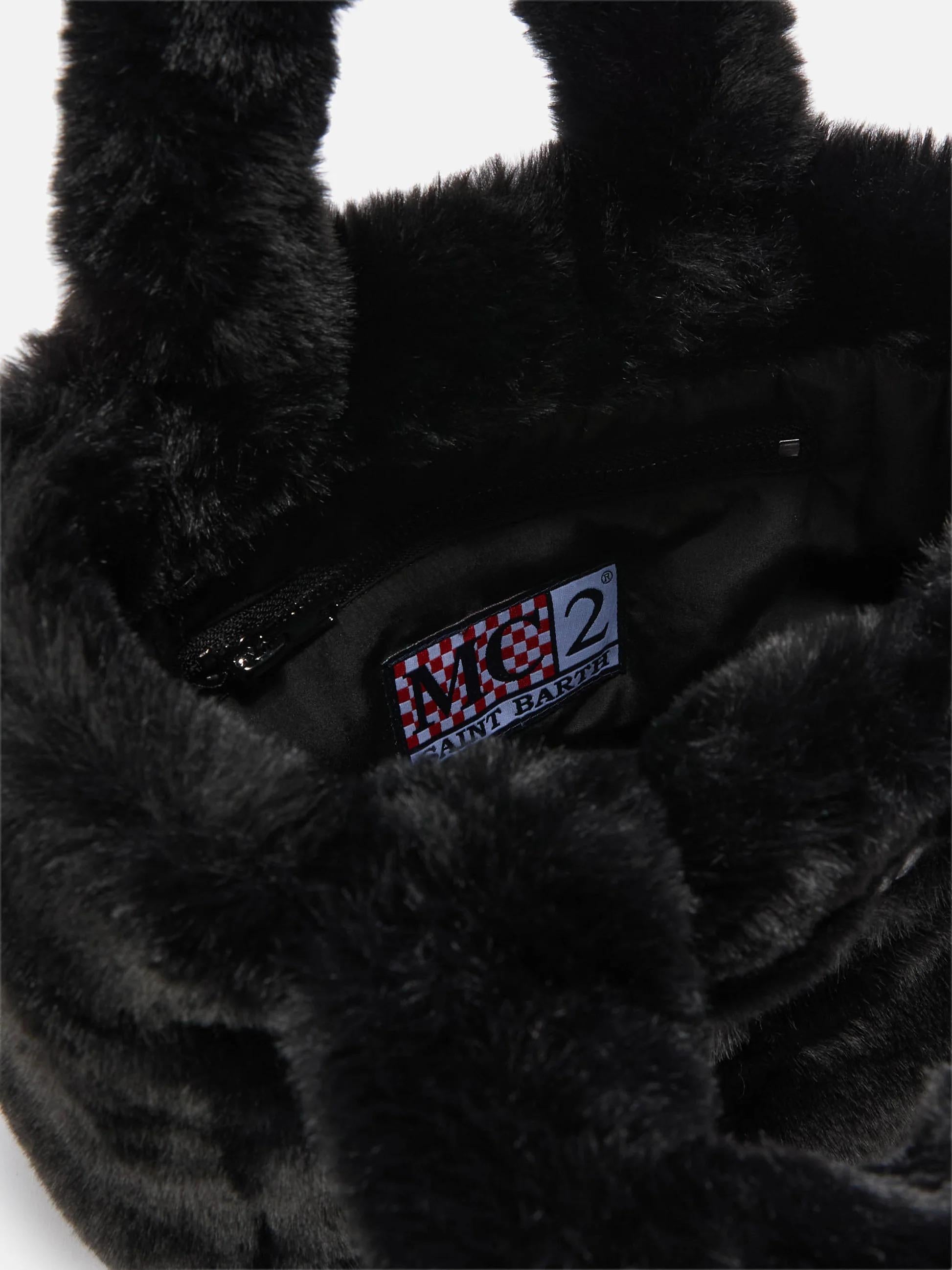 Borsa morbida a mano Vanity Mini Soft in faux fur nero VAMI021 00292I MC2 SAINT BARTH