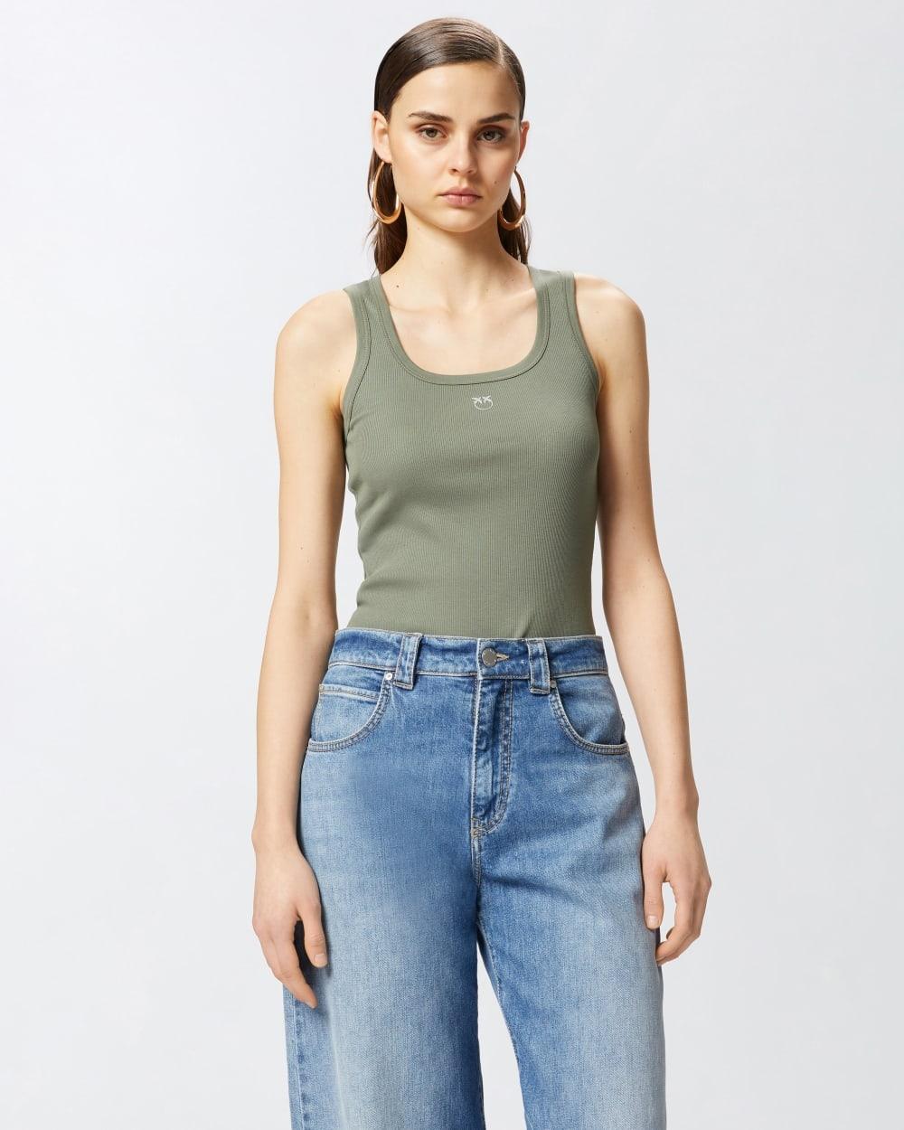 Canottiera donna a costine in cotone