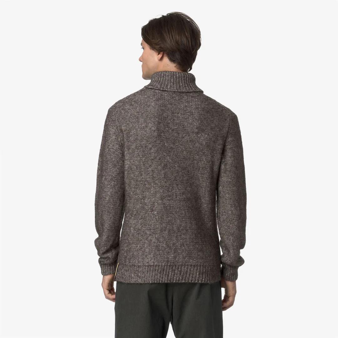 CIRAL<BR/>BLACK OLIVE-OFF WHITE<BR/>Maglione da uomo in maglia a trecce color oliva nero con misto cotone e alpaca K4138LW KBH K-WAY