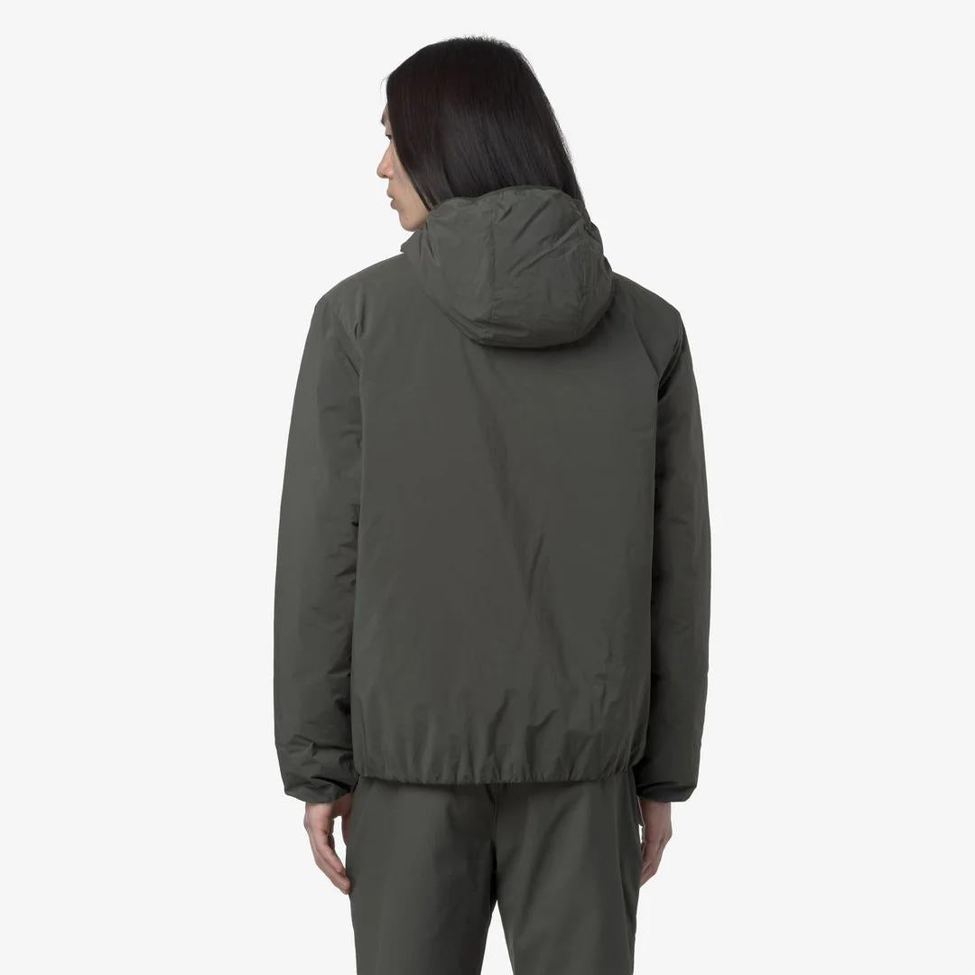 JACK PLAIN WARM<BR/>GREEN BLACKISH<BR/>Giacca corta idrorepellente da uomo verde nera con imbottitura Primaloft K2136DW WMR K-WAY