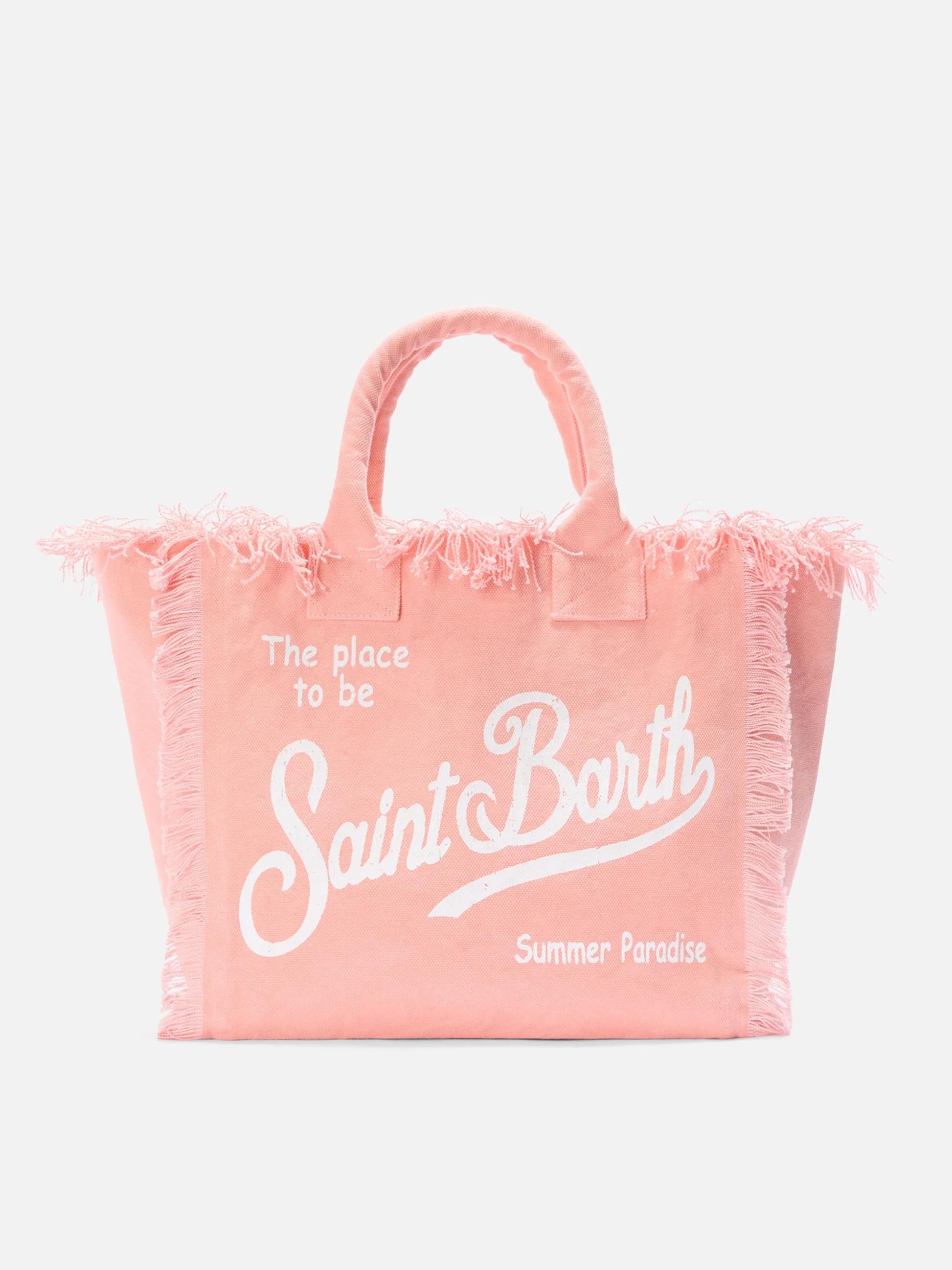 Borsa Vanity regular arancione in canvas con frange<BR/> VANI001 00425L MC2 SAINT BARTH