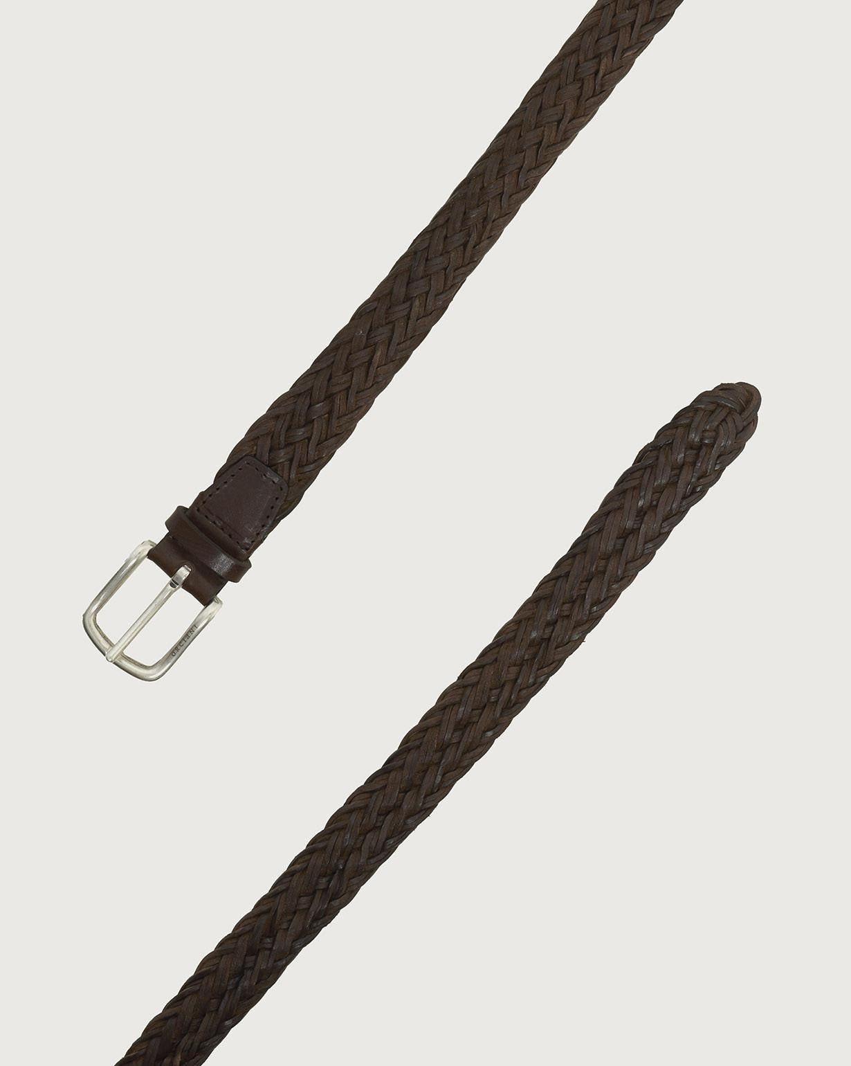 Cintura intrecciata Masculine in cuoio 3 cm<BR/> U08382MAS MORO ORCIANI