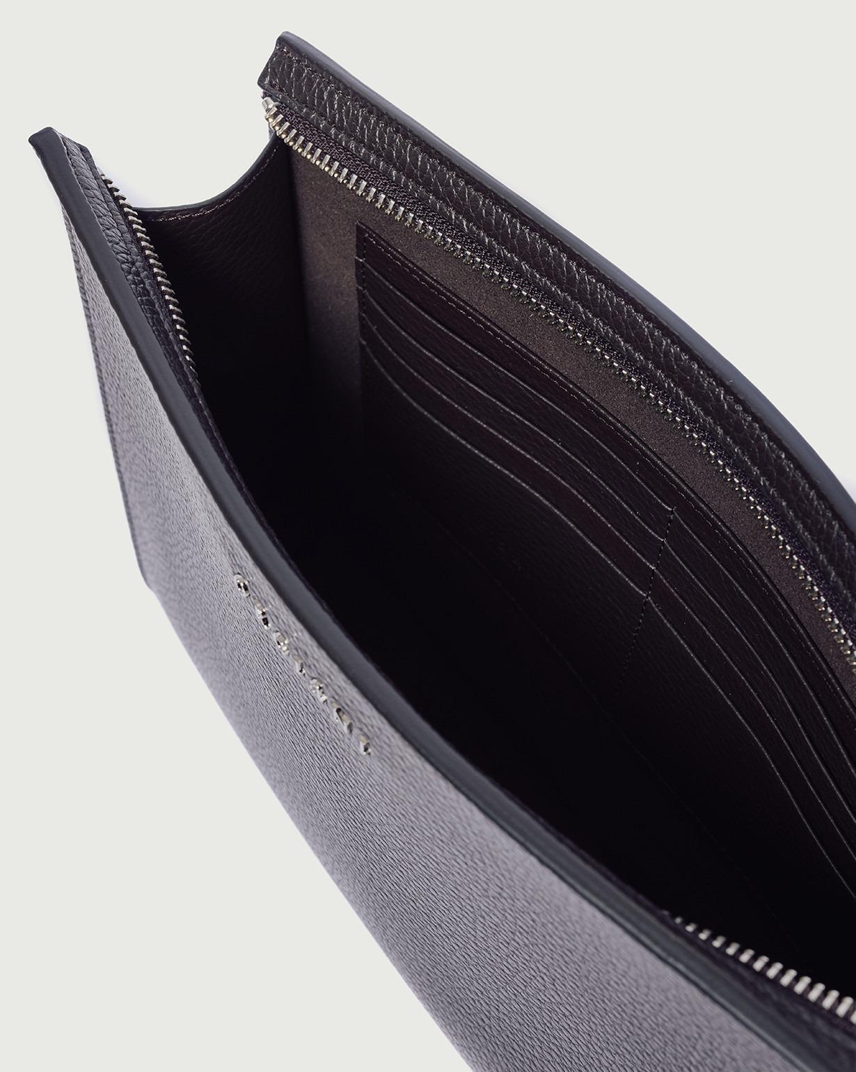 Pouch Micron in pelle con polsiera<BR/> SU0127MIC EBANO ORCIANI