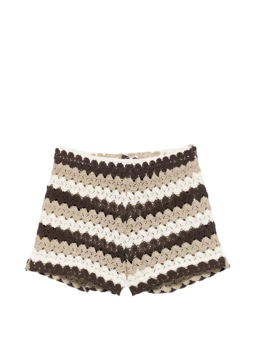 Shorts Meave in crochet a righe marroni<BR/> MEA002 08955L MC2 SAINT BARTH