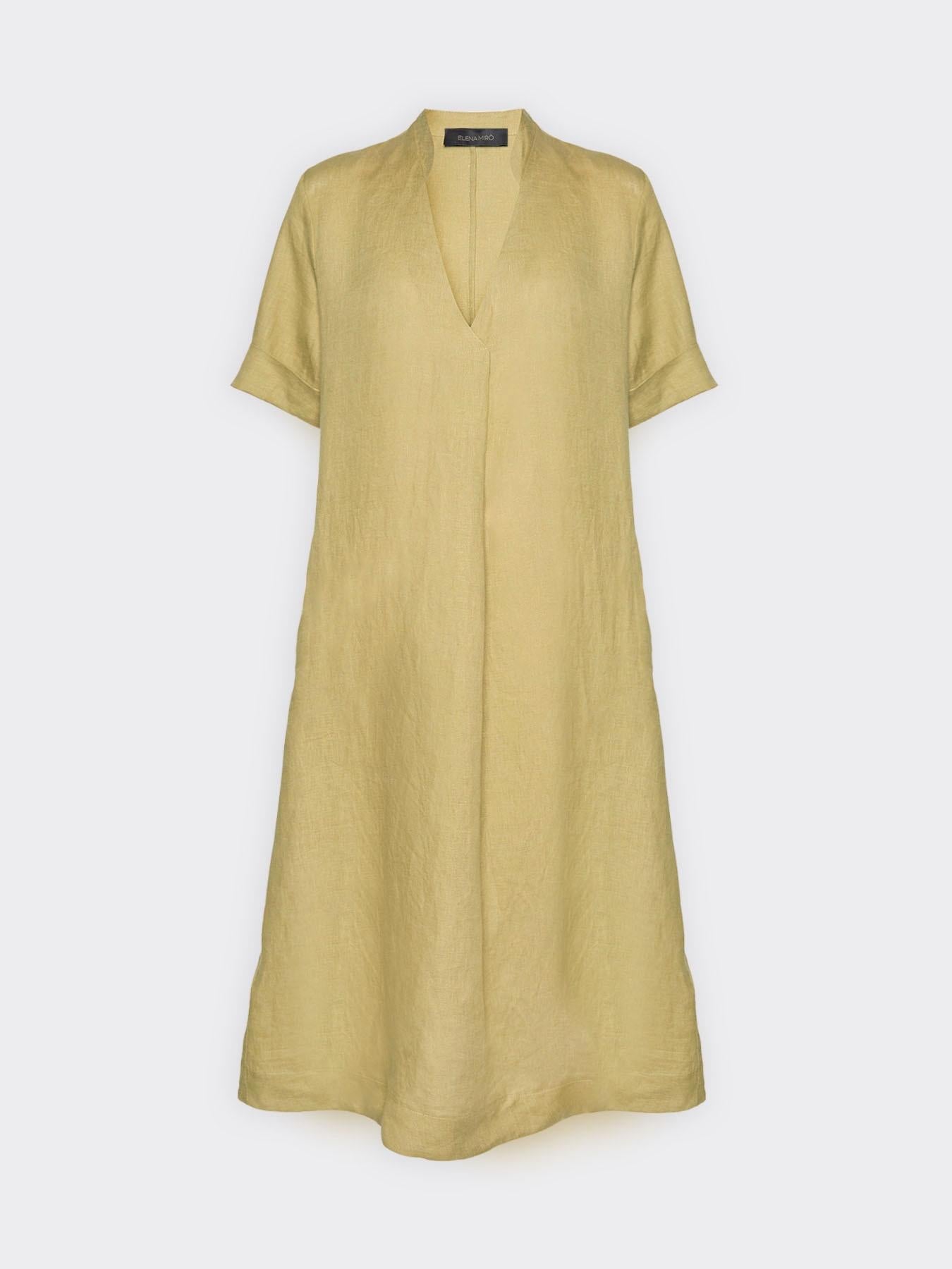 Abito in lino con scollo a V<BR/> 7089P000302N 02 ELENA MIRO