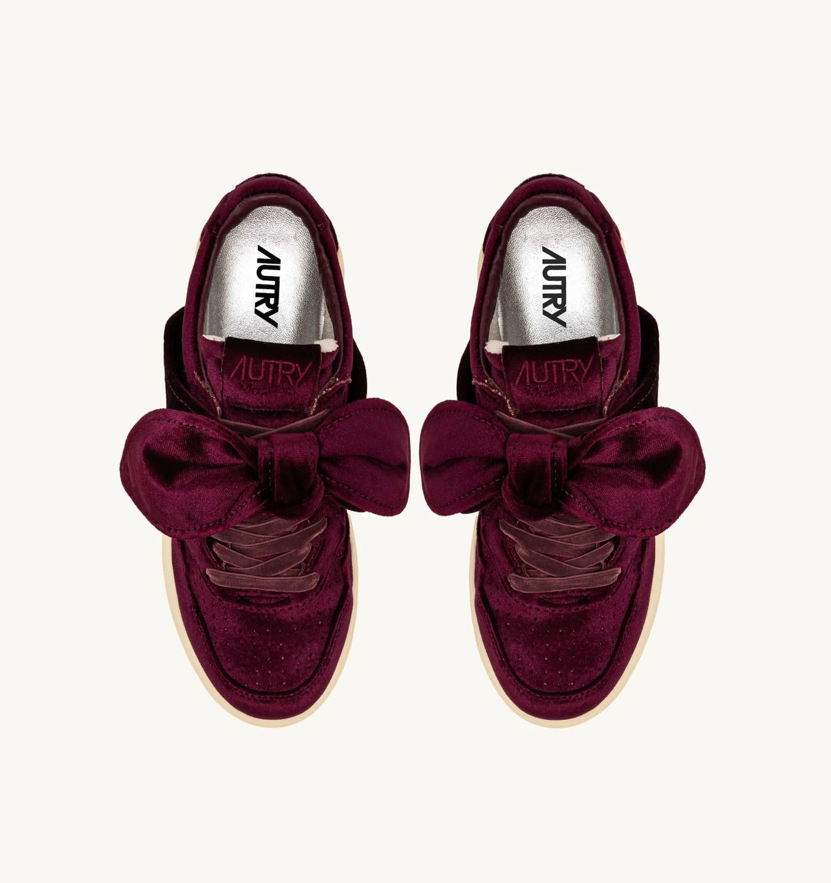 SNEAKERS MEDALIST LOW 'VELVET' BOW BURGUNDY<BR/> AULW VF01 AUTRY ACTION SHOES