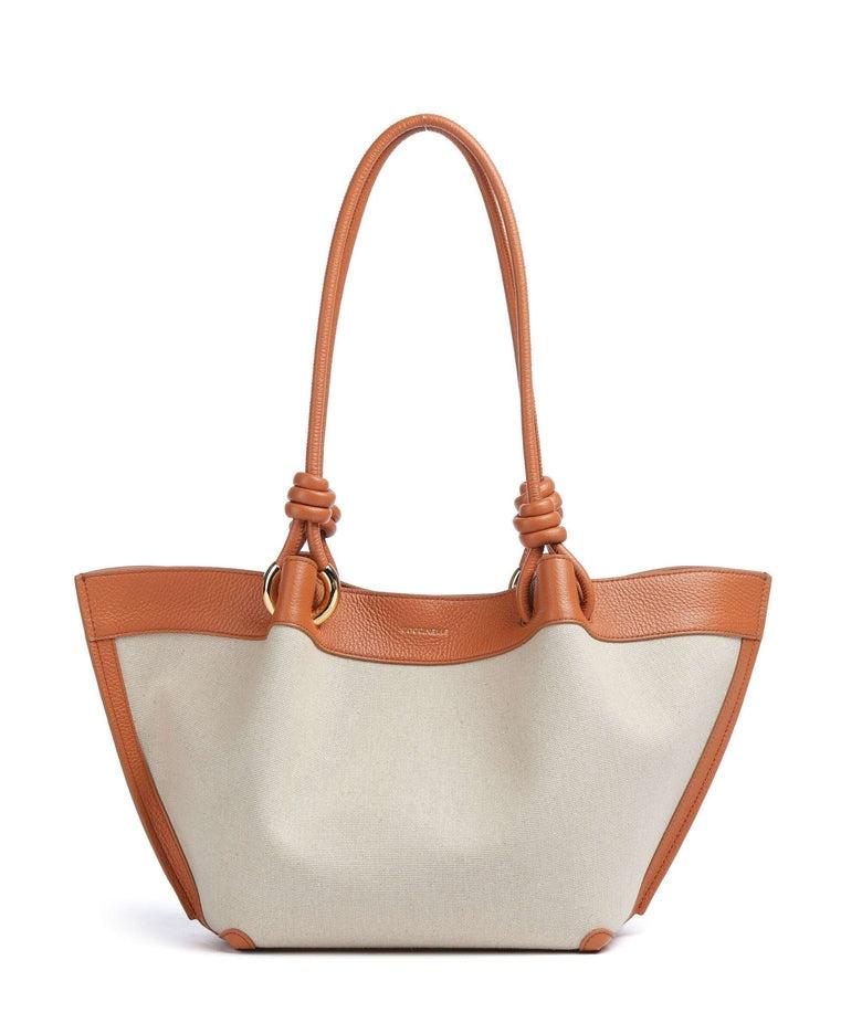 Finn Canvas Borsa hobo tela, pelle di vacchetta grana natural/crab<BR/><BR/> E1U06110201 822 COCCINELLE