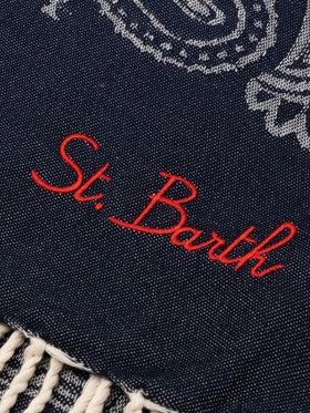 Telo mare Foutas in cotone jacquard con fantasia bandana blu navy<BR/> FOUT009 02707L MC2 SAINT BARTH