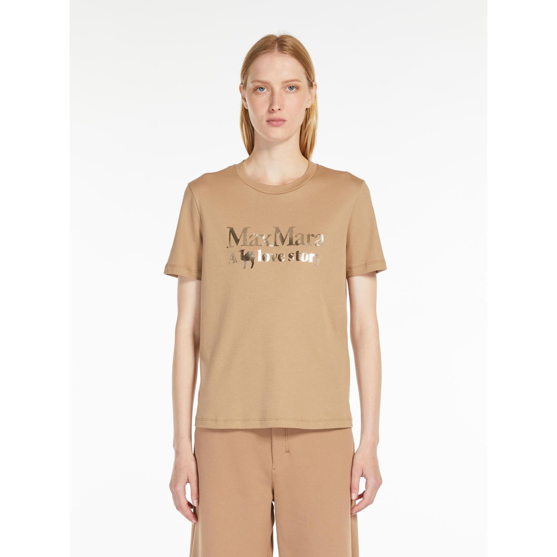 T-shirt donna in puro cotone con stampa QUIETO 003 S MAX MARA