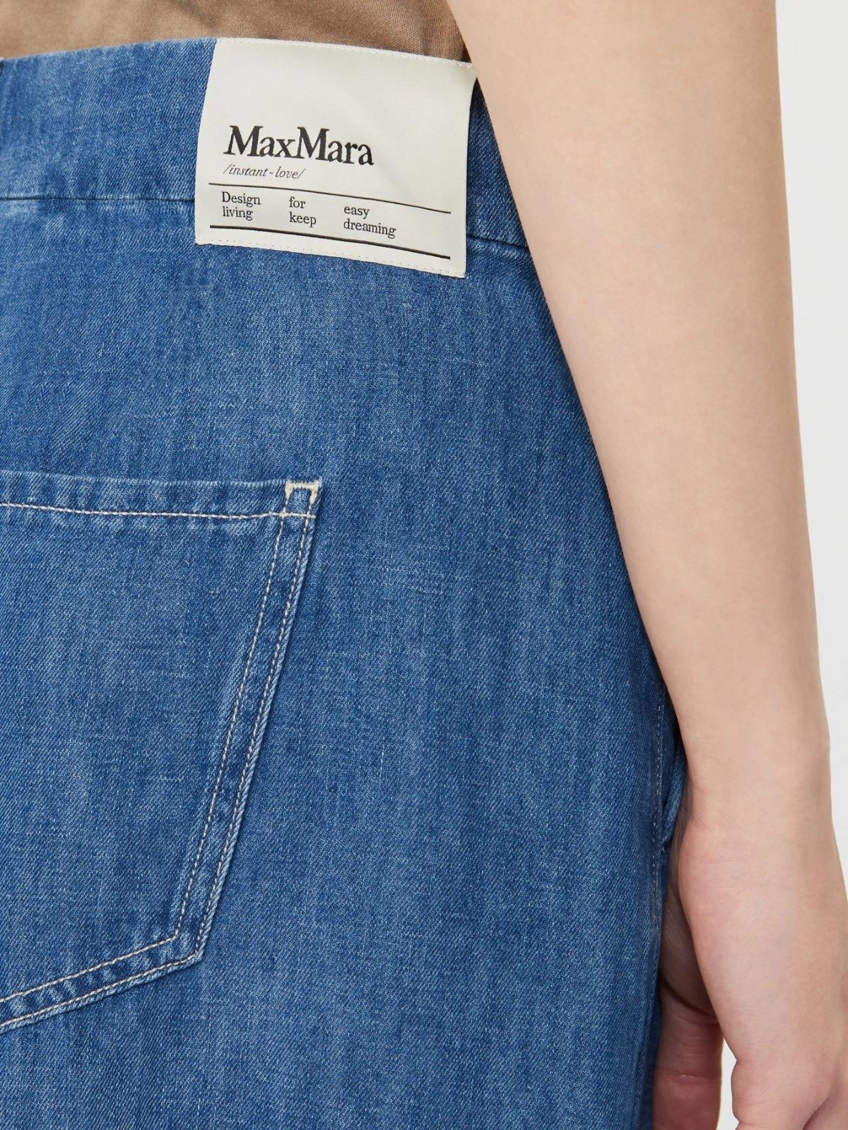 Pantalone ampio in denim di cotone e lino - Blu<BR/> SMMNASTRO 001 S MAX MARA