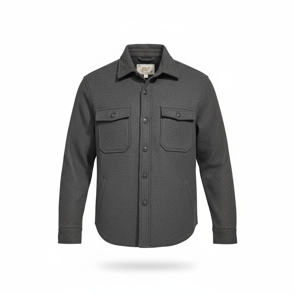 Overshirt Bl'ker Uomo in Lana HUNTERWOOL GREY BL'KER
