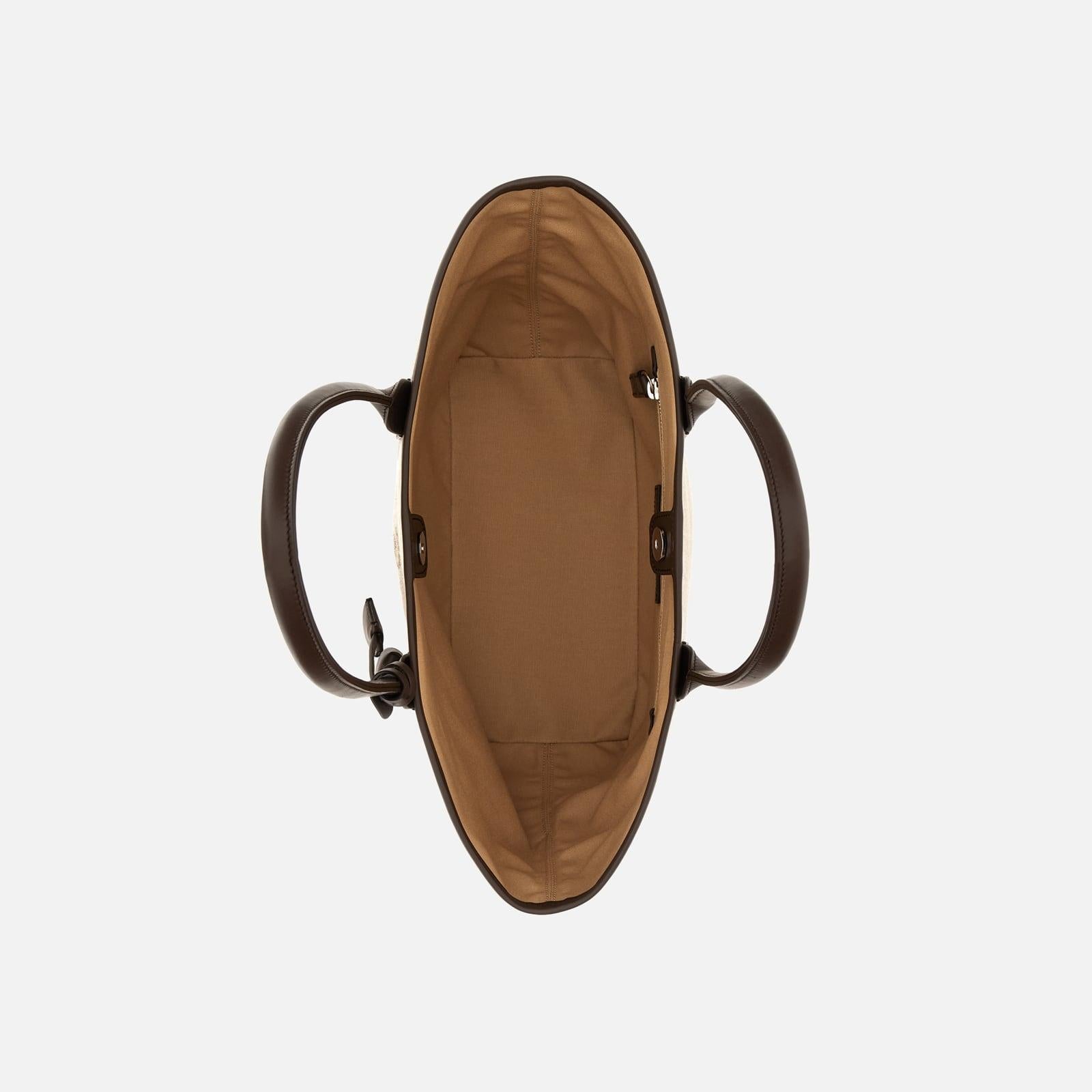 Borsa Shopping Hogan Address Piccola<BR/>Marrone Avorio KBW01TA2200UW8 7E03 HOGAN