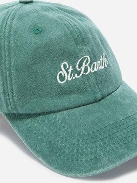 Cappellino Davis con visiera in cotone verde con logo ricamato<BR/> DAS0004 08157L MC2 SAINT BARTH