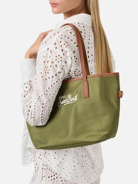 Borsa City medium in nylon verde militare<BR/> CB0002 00219L MC2 SAINT BARTH