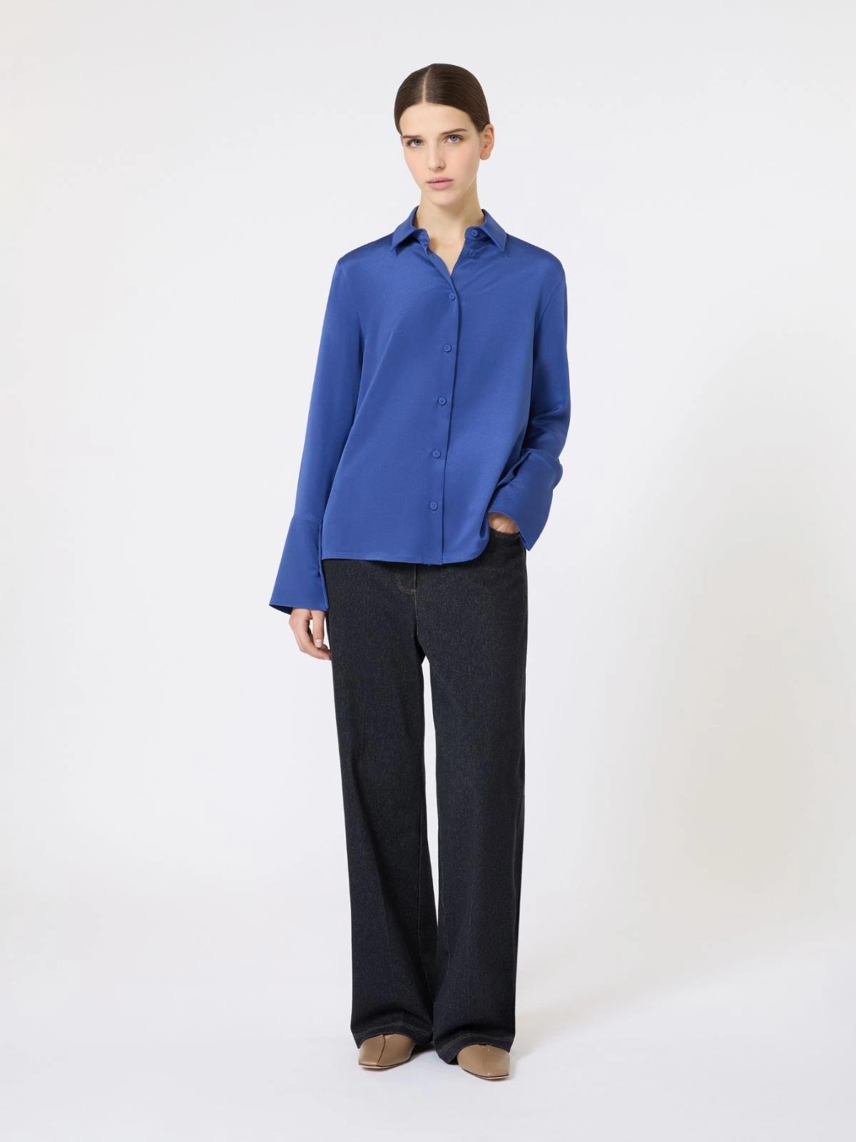 Camicia in crêpe de Chine di seta - Bluette<BR/> MXPVOLIERA 015 MAX MARA