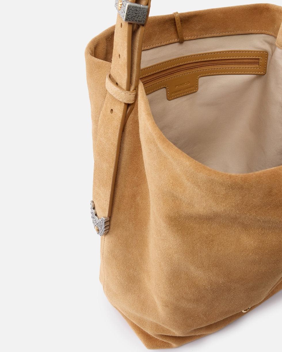 Borsa a tracolla grande Bucket Big in suede<BR/> 106834A0F6 L08A PINKO