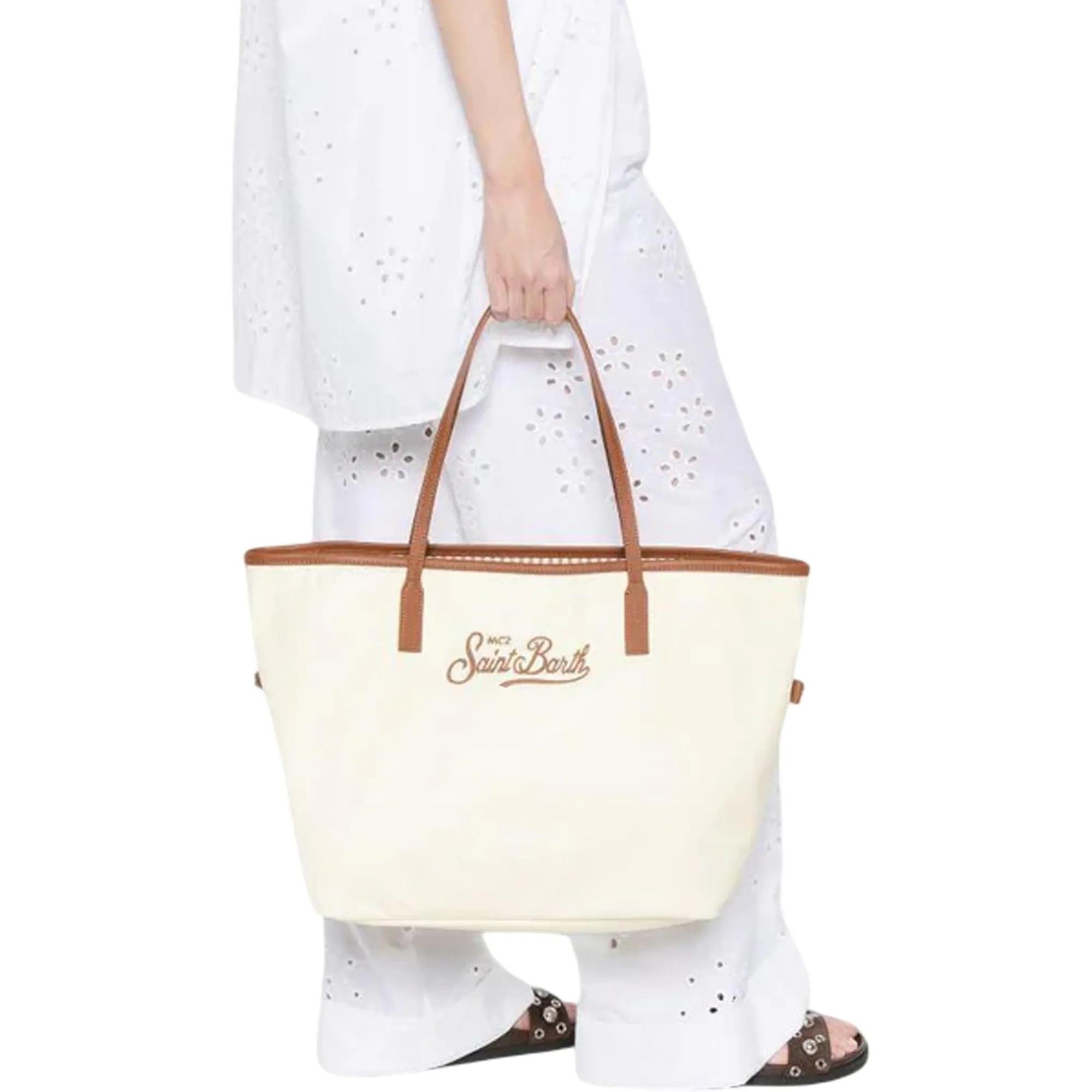 Borsa City medium in nylon panna CB0002 01818L MC2 SAINT BARTH