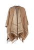 Poncho in lana tinto filo con logo jacquard