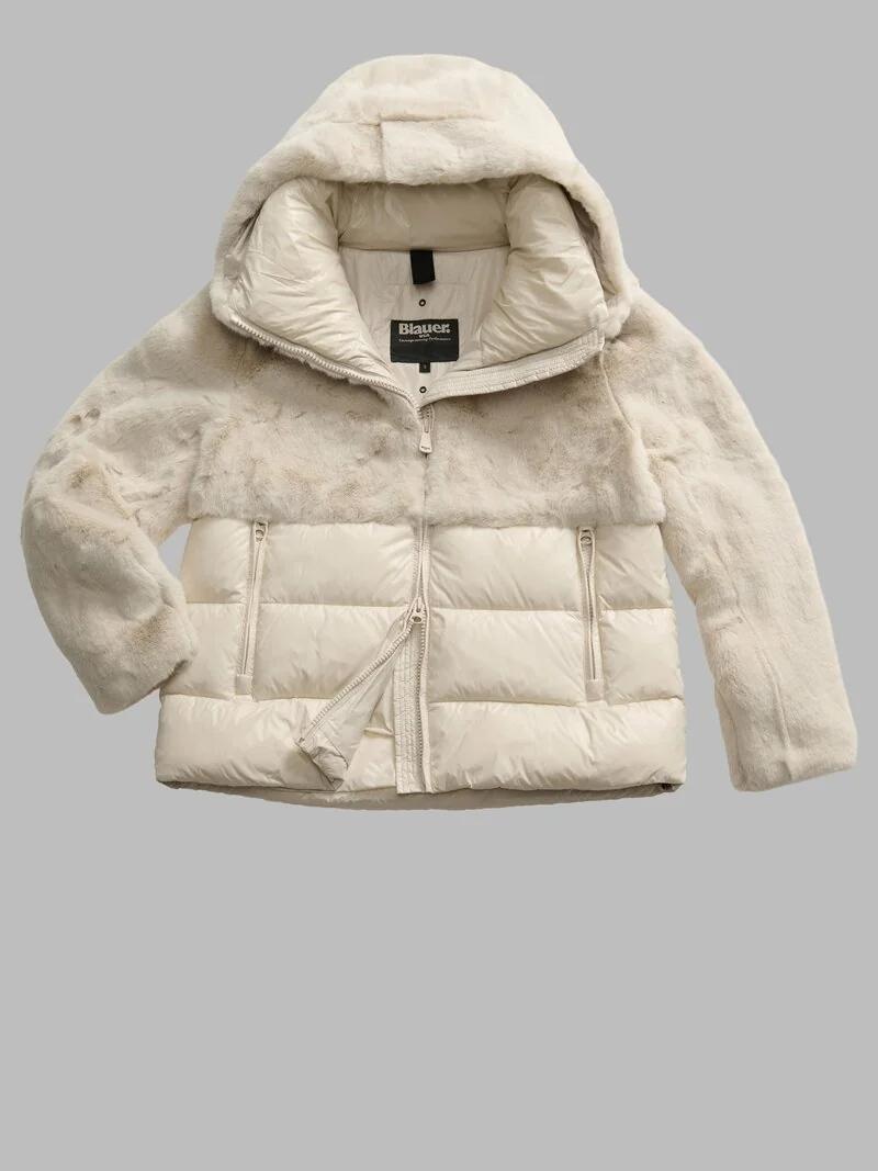 GIACCA IN NYLON CON PELLICCIA ECOLOGICA FANEVIL BLDC02178 6646/907 BLAUER