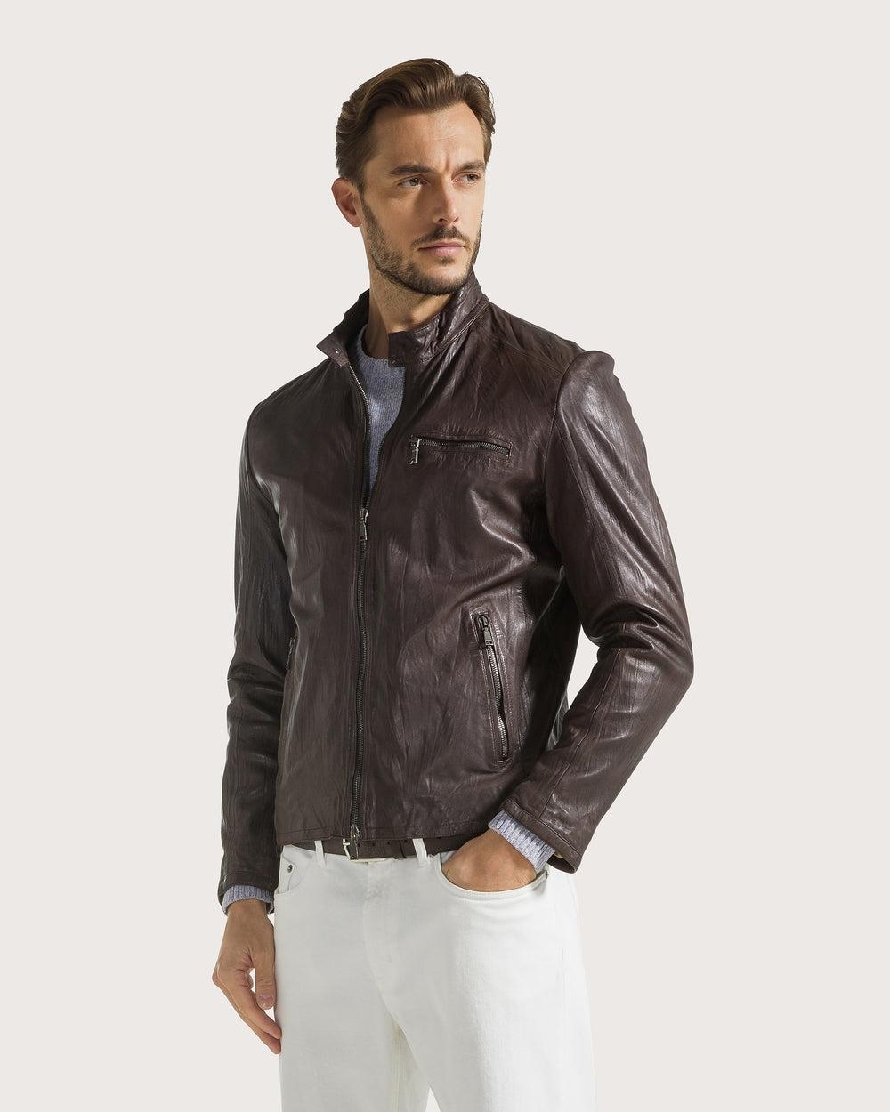 Giubbino in nappa leggera effetto stropicciato<BR/> CS1802380106 245 SEVENTY