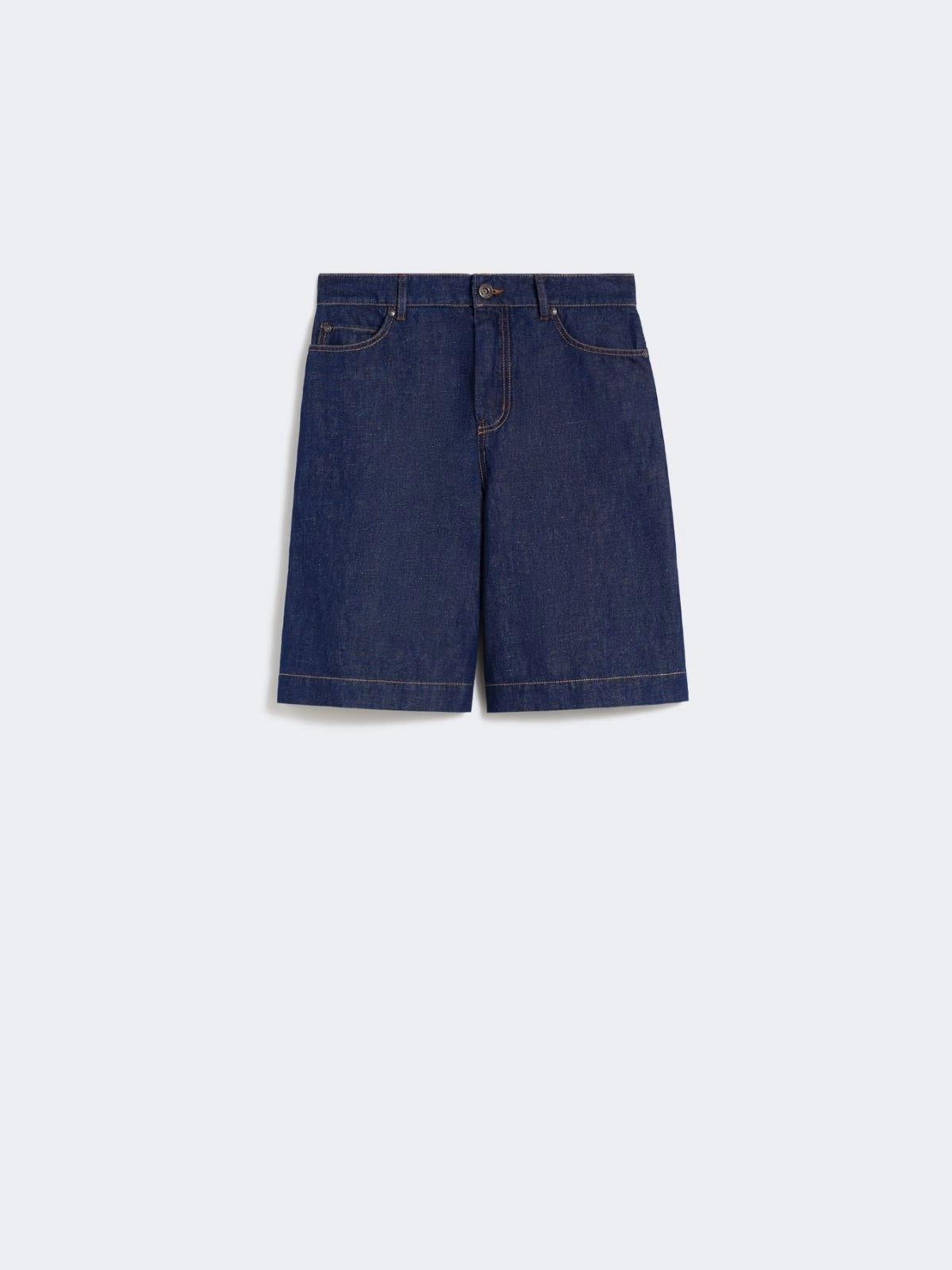 Bermuda in denim di cotone e lino - Blu<BR/> WKDOZONO 001 WEEKEND