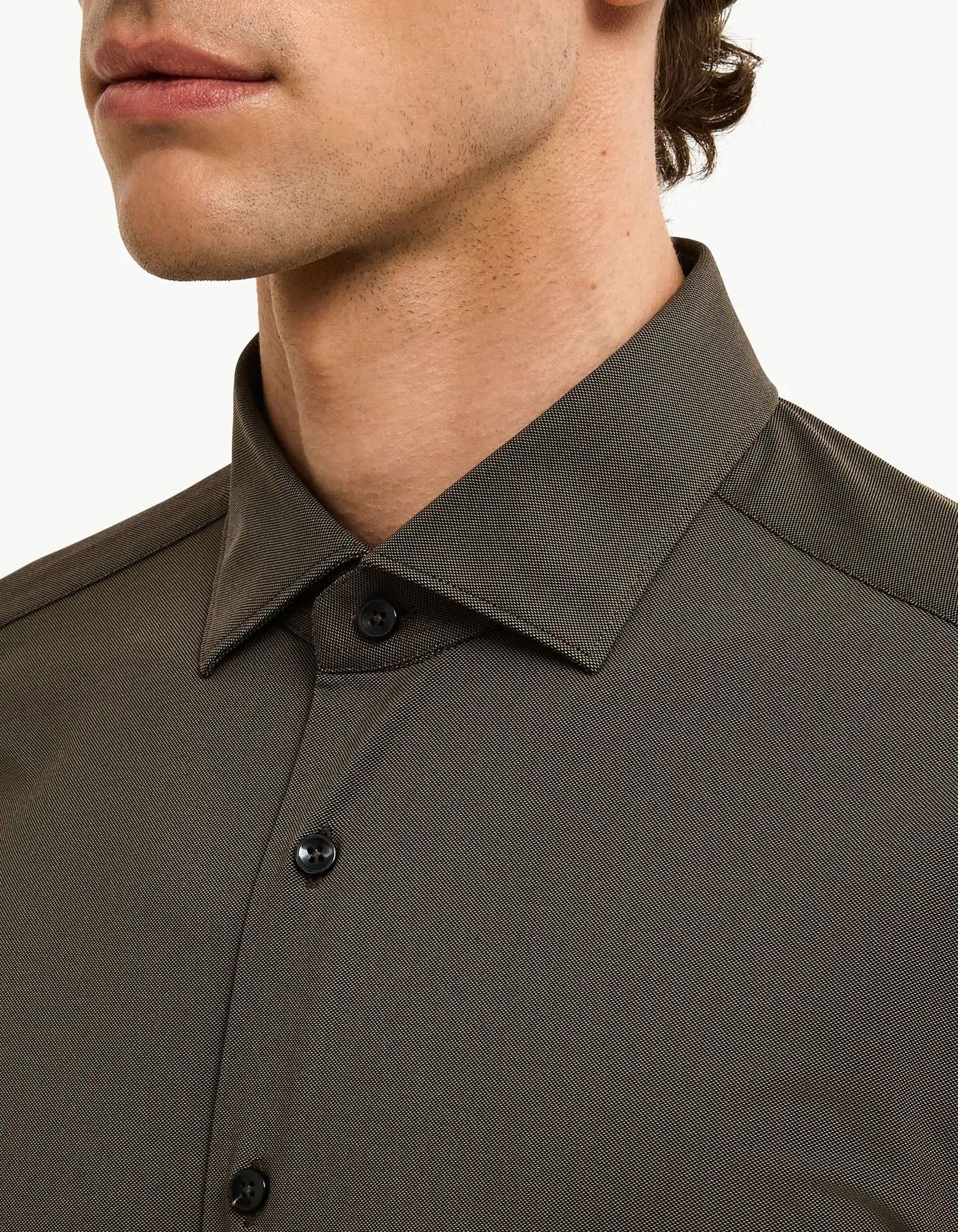 Camicia Collo francese piccolo Tinta Unita Armaturato Marrone<BR/> ACT53191690 008 XACUS