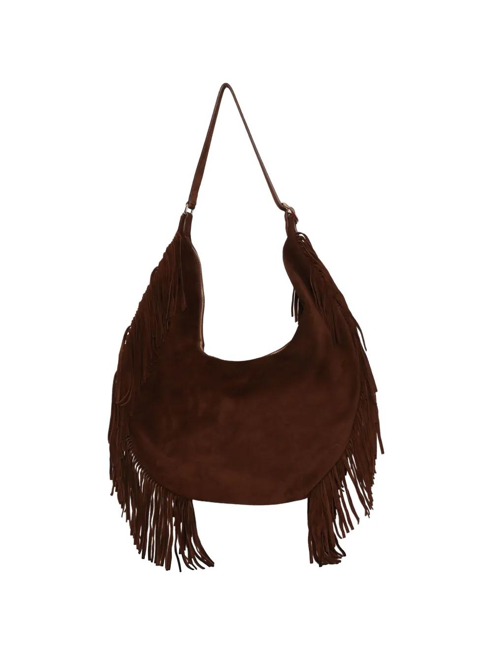 Borsa Isola Peach Fringe Large a spalla in suede<BR/> B02226PFG COCOA ORCIANI