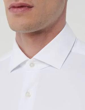 Camicia Collo francese piccolo Tinta Unita Twill Bianco