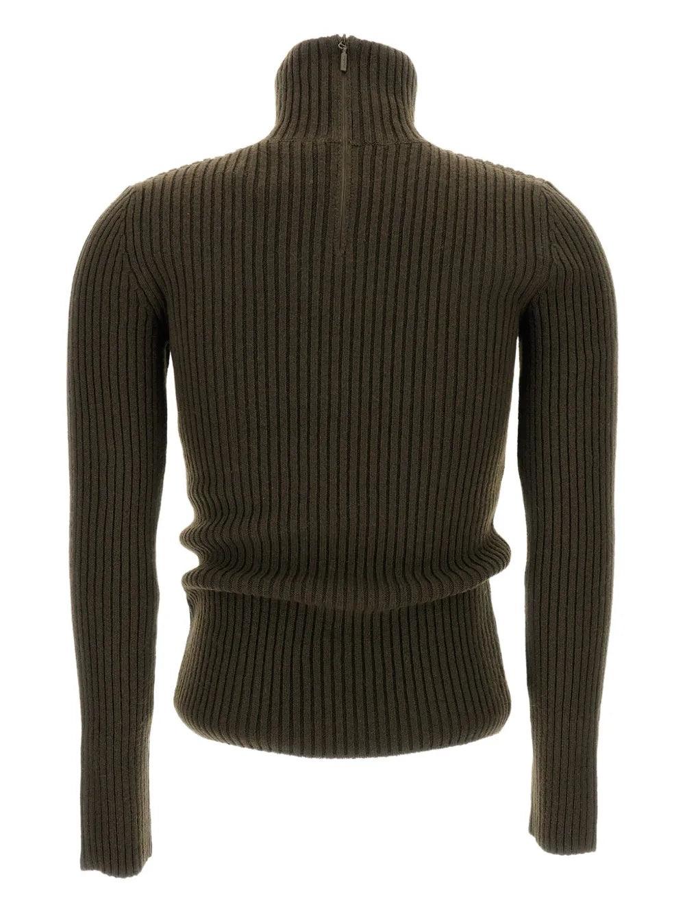 Dolcevita in lana e cachemire a coste - muschio<BR/> ARAL1234 006 MAX MARA
