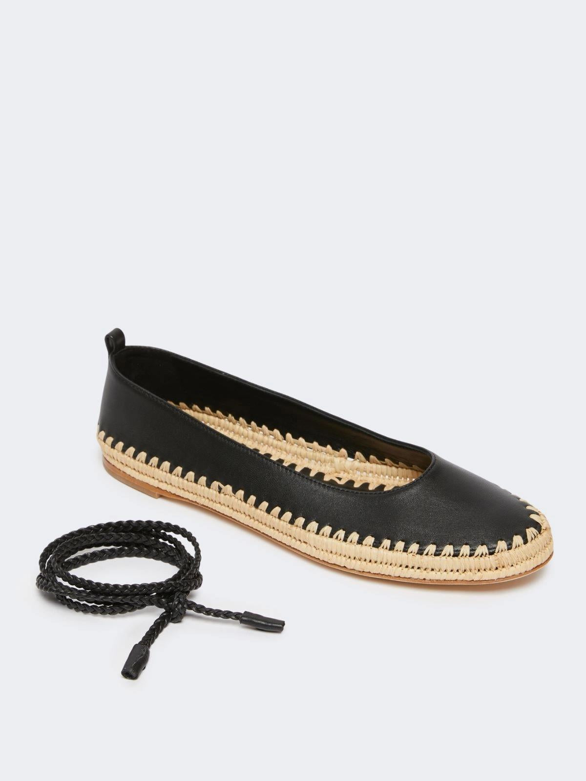 Ballerine in nappa e rafia - Nero<BR/> MXASTALLO 002 WEEKEND