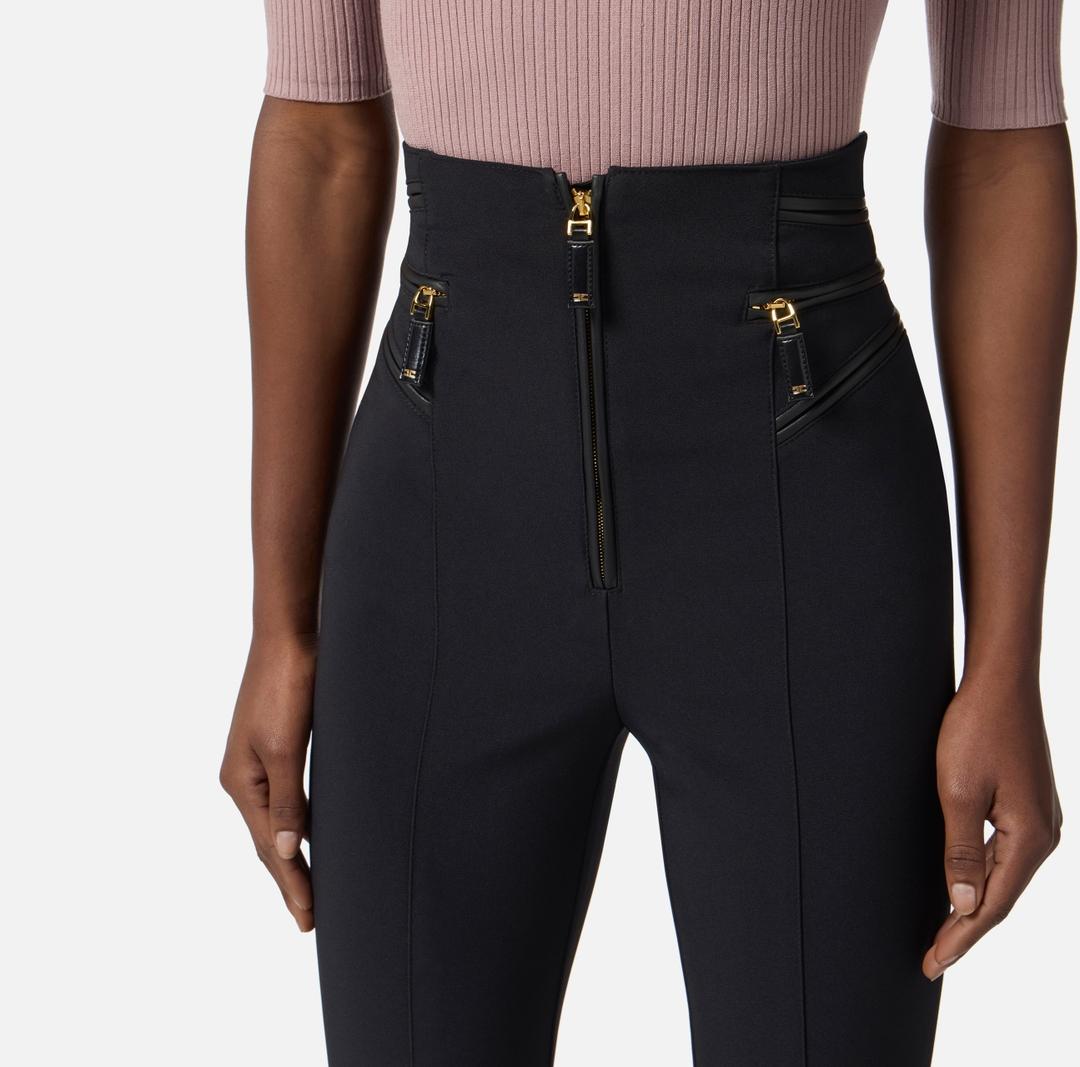 Pantaloni in crêpe con dettagli zip PA11956E2 110 ELISABETTA FRANCHI
