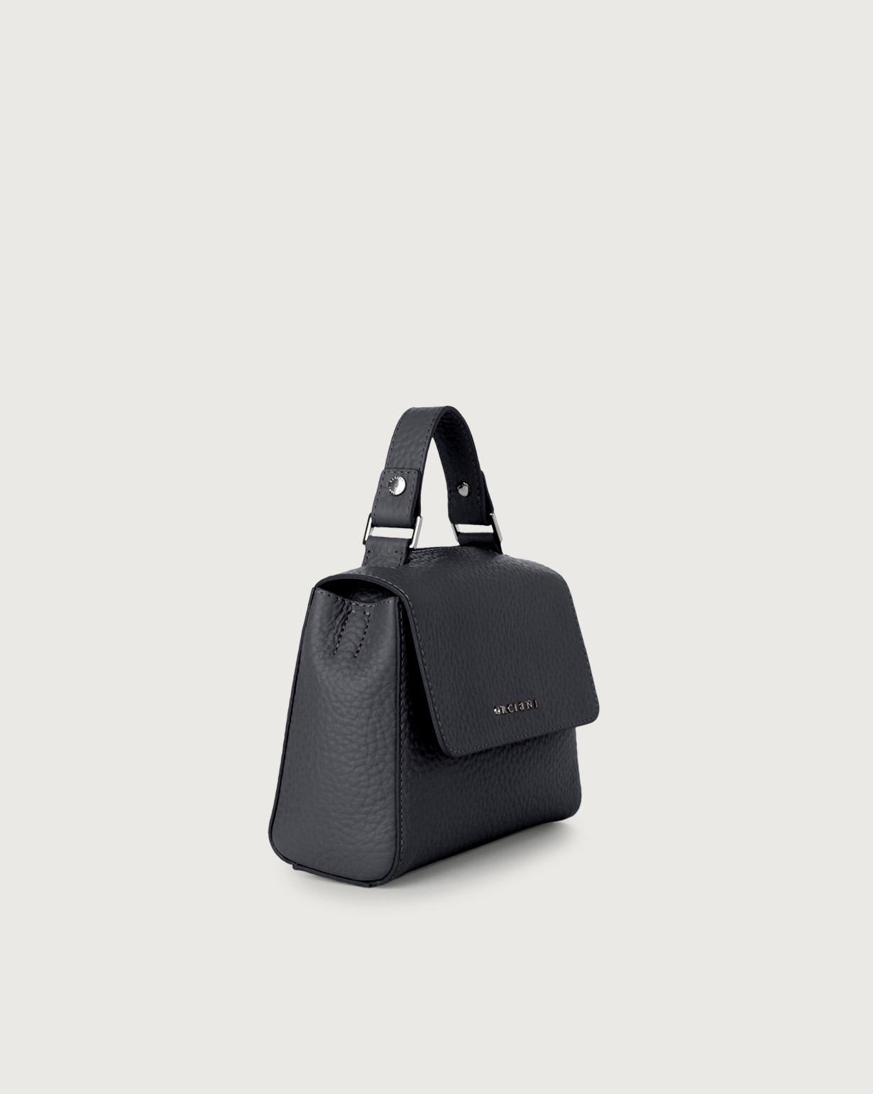 Borsa Sveva Soft Mini a mano in pelle con tracolla<BR/> B02019SOF NAVY ORCIANI