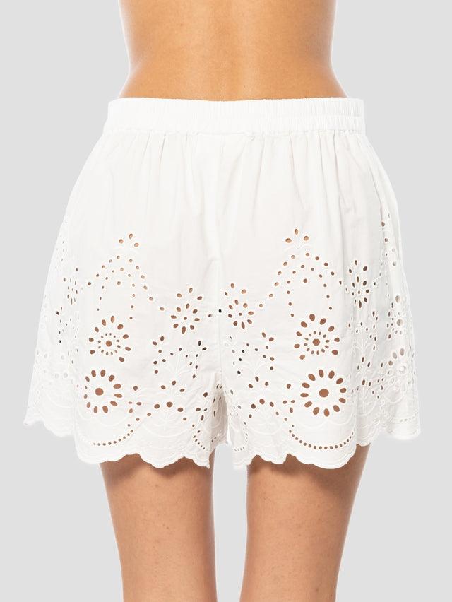 Pantaloncino con Ricamo Sangallo Bianco AMN0001 01315L MC2 SAINT BARTH