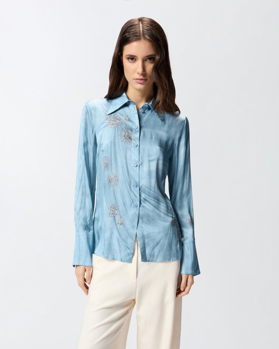 Camicia fluida con stampa gioiello piazzata<BR/> 106211A37N F15 PINKO