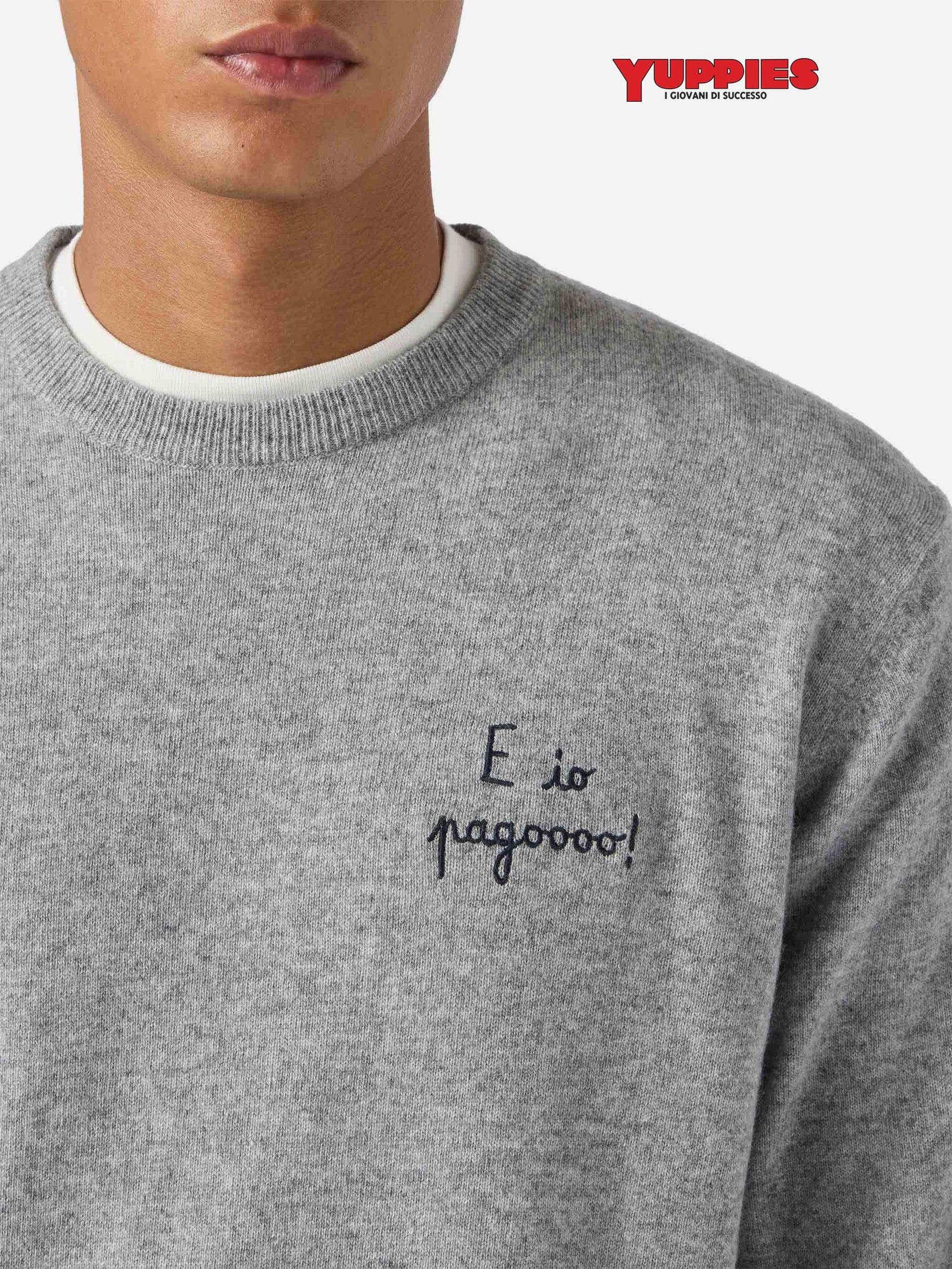 Maglione a girocollo Heron Light con ricamo E io pagooo | YUPPIES SPECIAL EDITION<BR/> HER0024 03430I MC2 SAINT BARTH