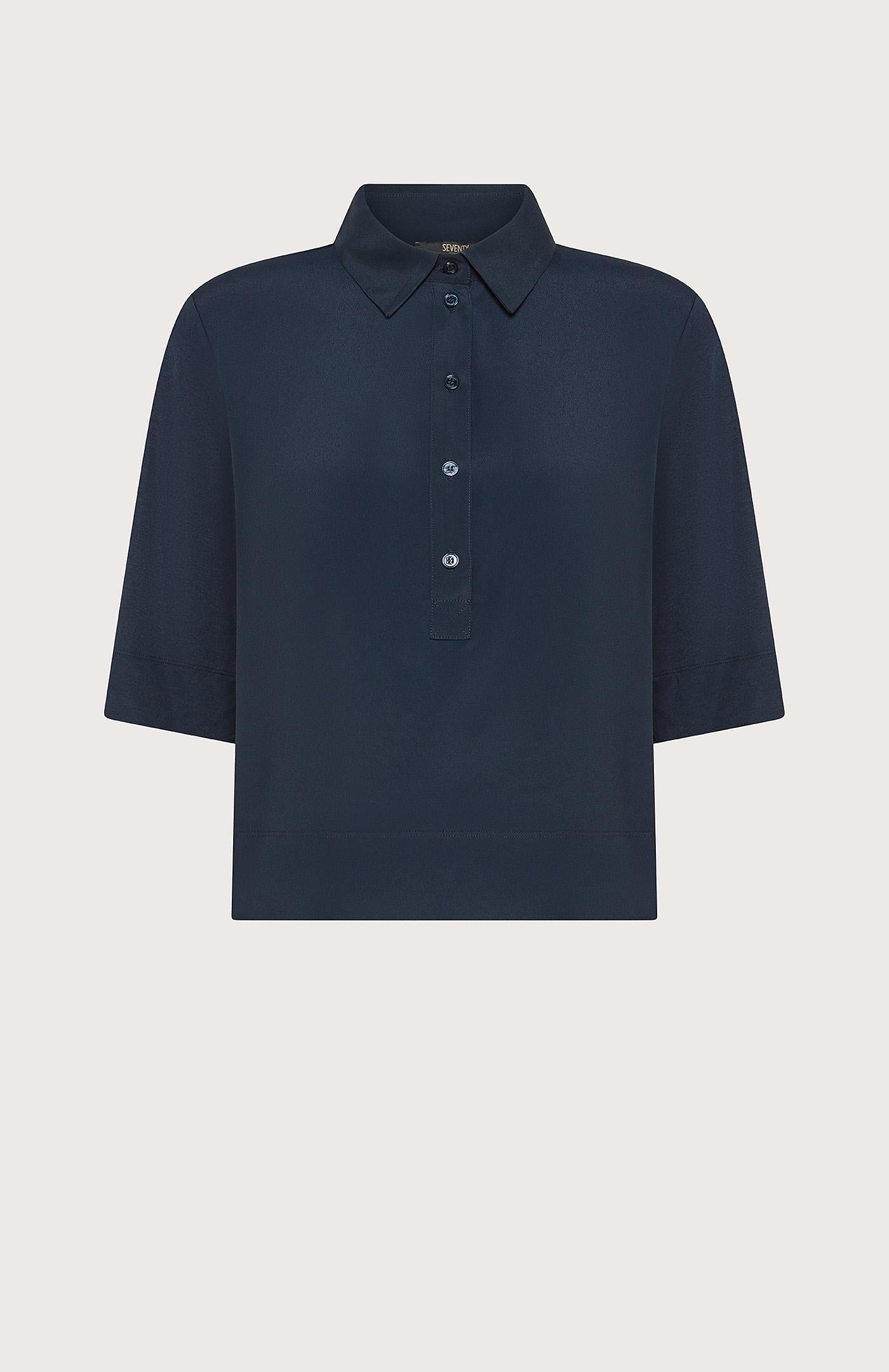 T-shirt polo donna in misto cotone