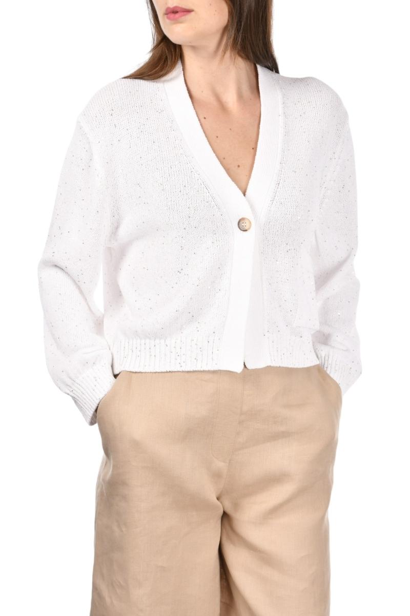 CARDIGAN RASATO CON MICRO PAILLETTES