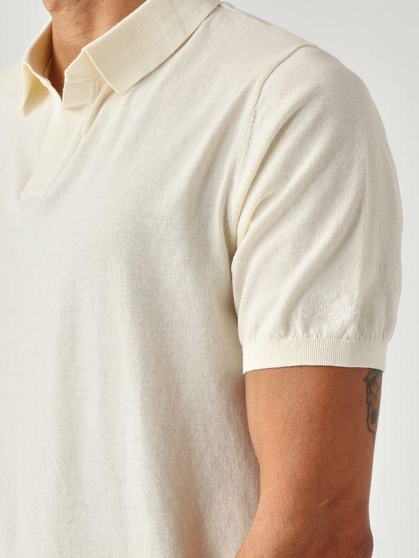 Polo Sloan in maglia crema senza bottoni SLO0001 00095L MC2 SAINT BARTH