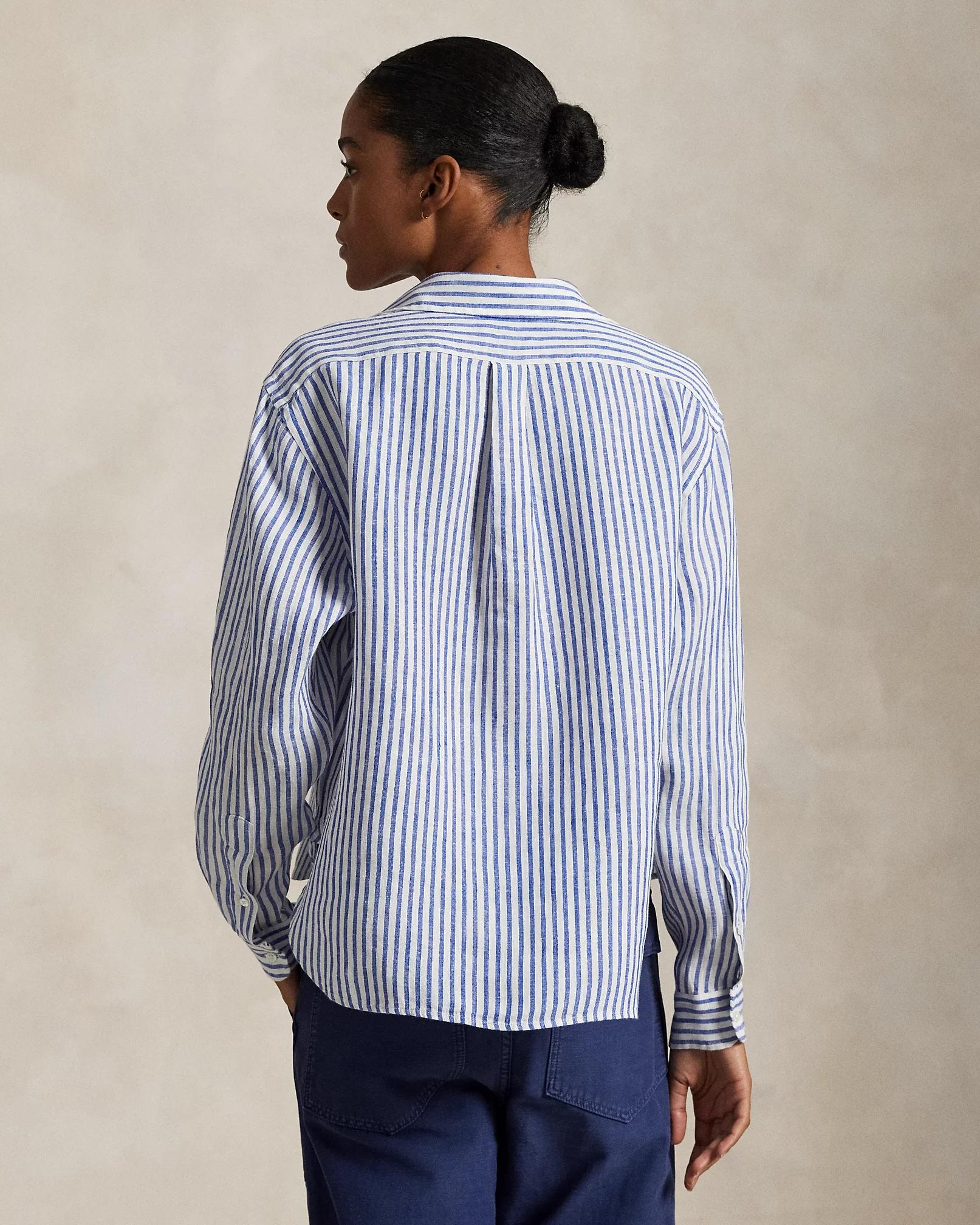 Camicia ampia e corta in lino vichy