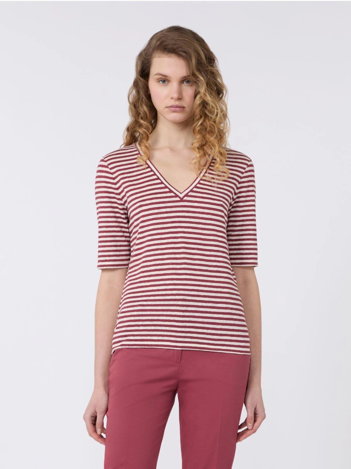 T-shirt a V in jersey di lino stretch WKDOPZIONE 009 WEEKEND