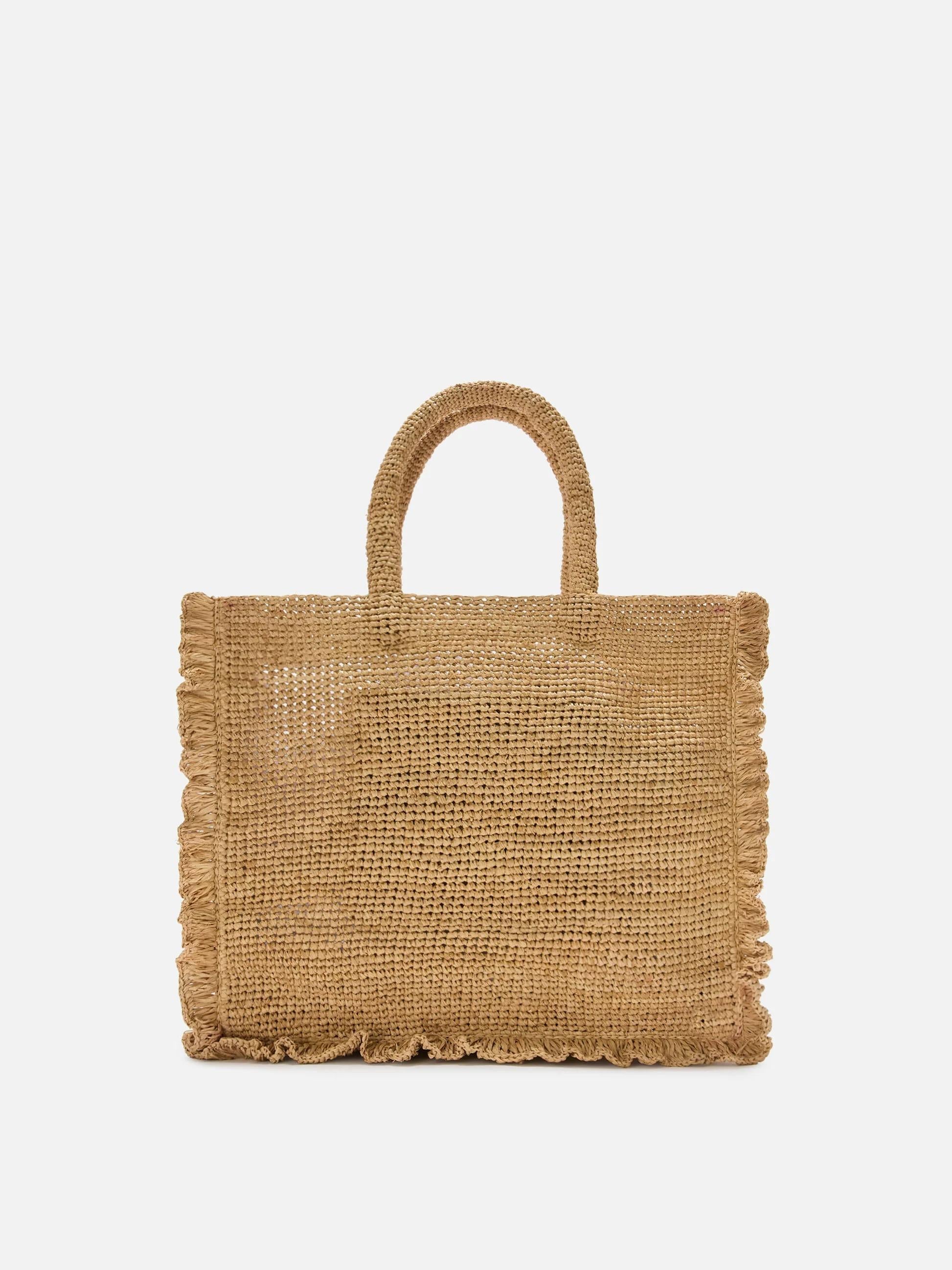 Borsa Volant medium in raffia con logo ricamato<BR/> RAFV0001 00222L MC2 SAINT BARTH